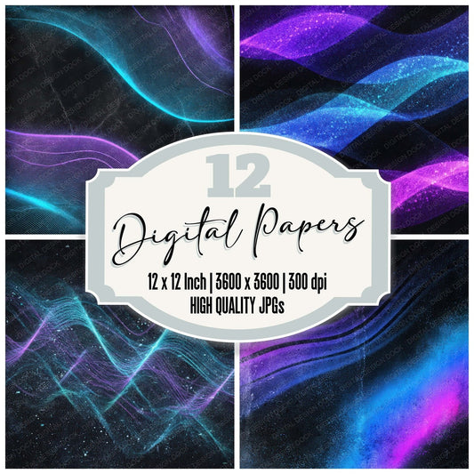Neon Wave Grunge Digital Paper Pack (DDD008619)