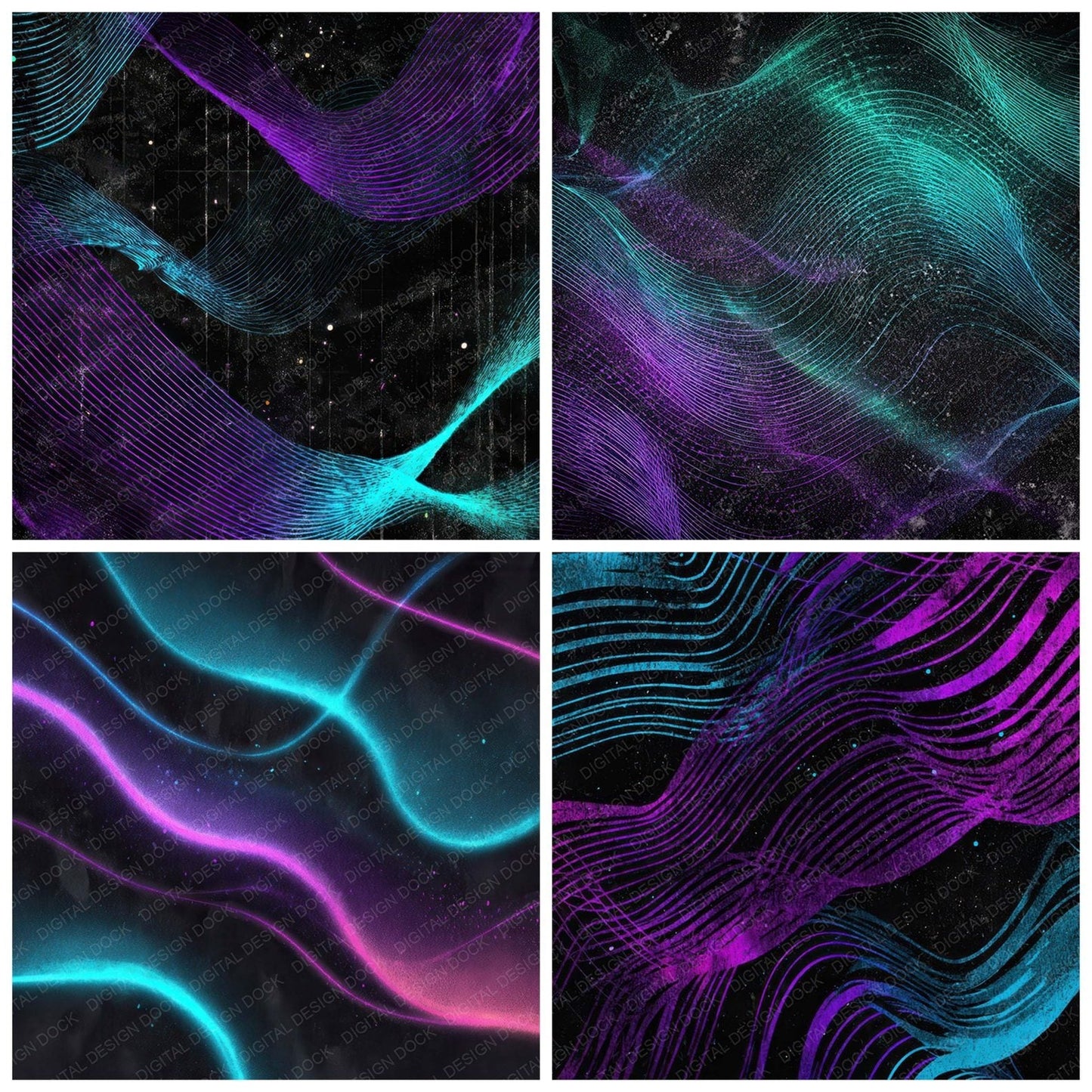 Neon Wave Grunge Digital Paper Pack (DDD008619)