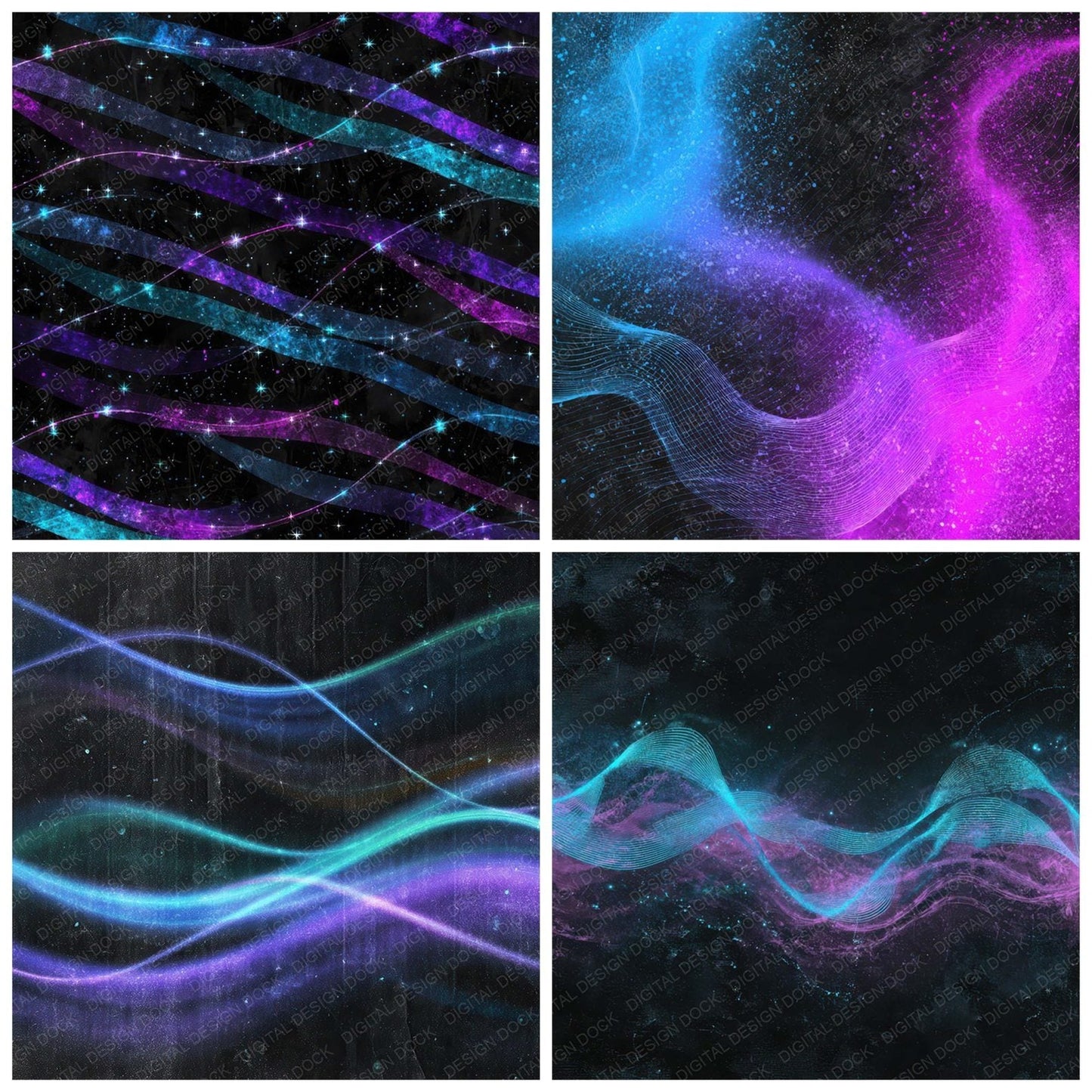 Neon Wave Grunge Digital Paper Pack (DDD008619)