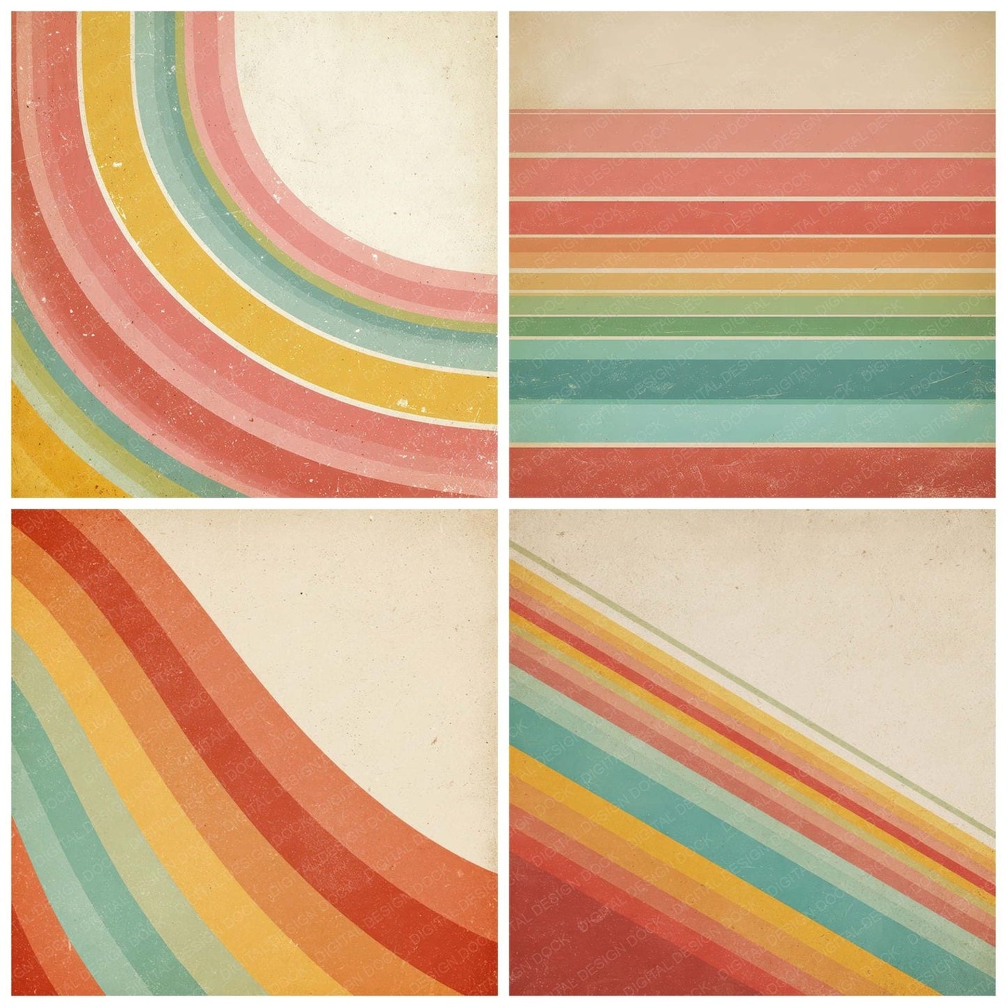 Retro Poster Rainbow Digital Paper Pack (DDD008621)