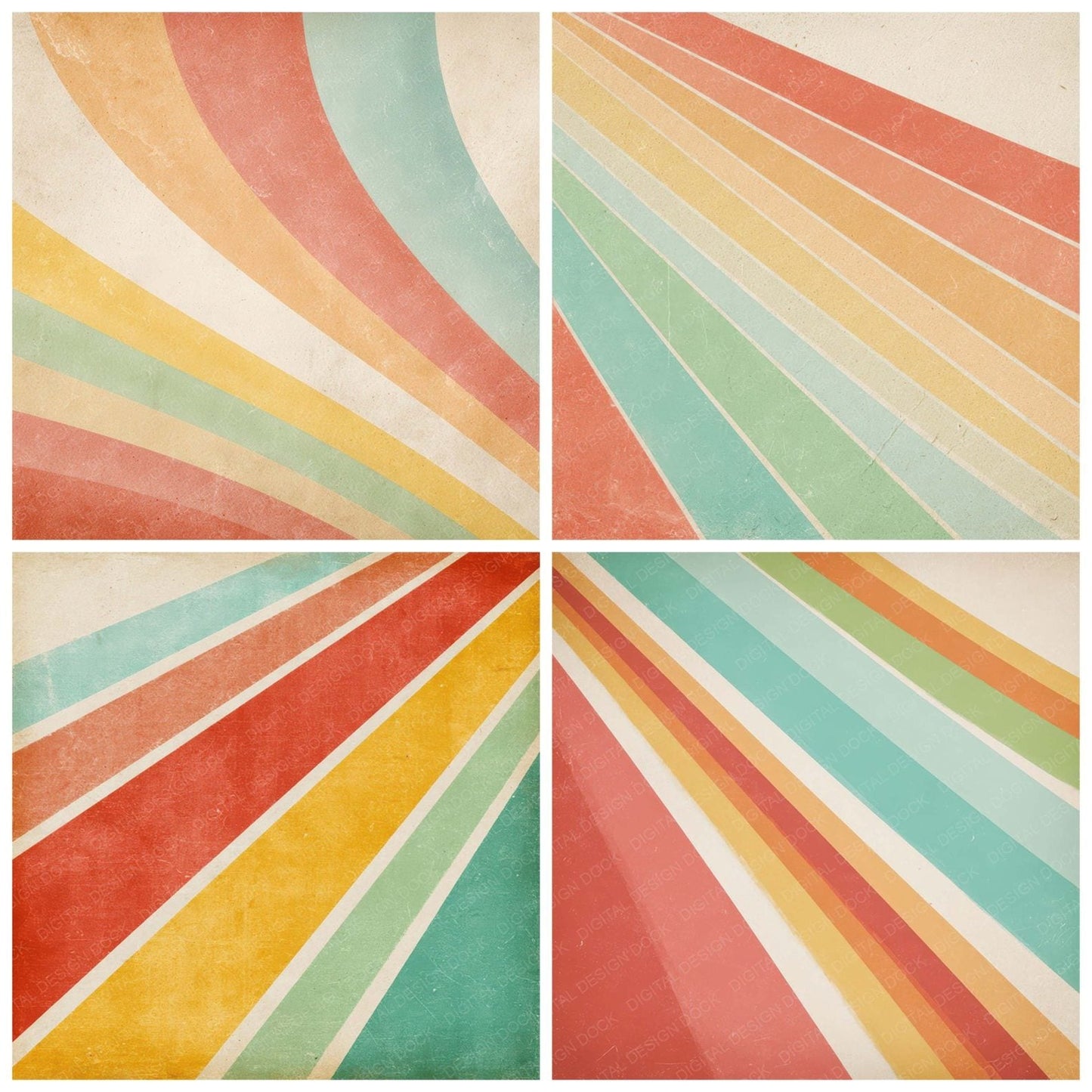 Retro Poster Rainbow Digital Paper Pack (DDD008621)