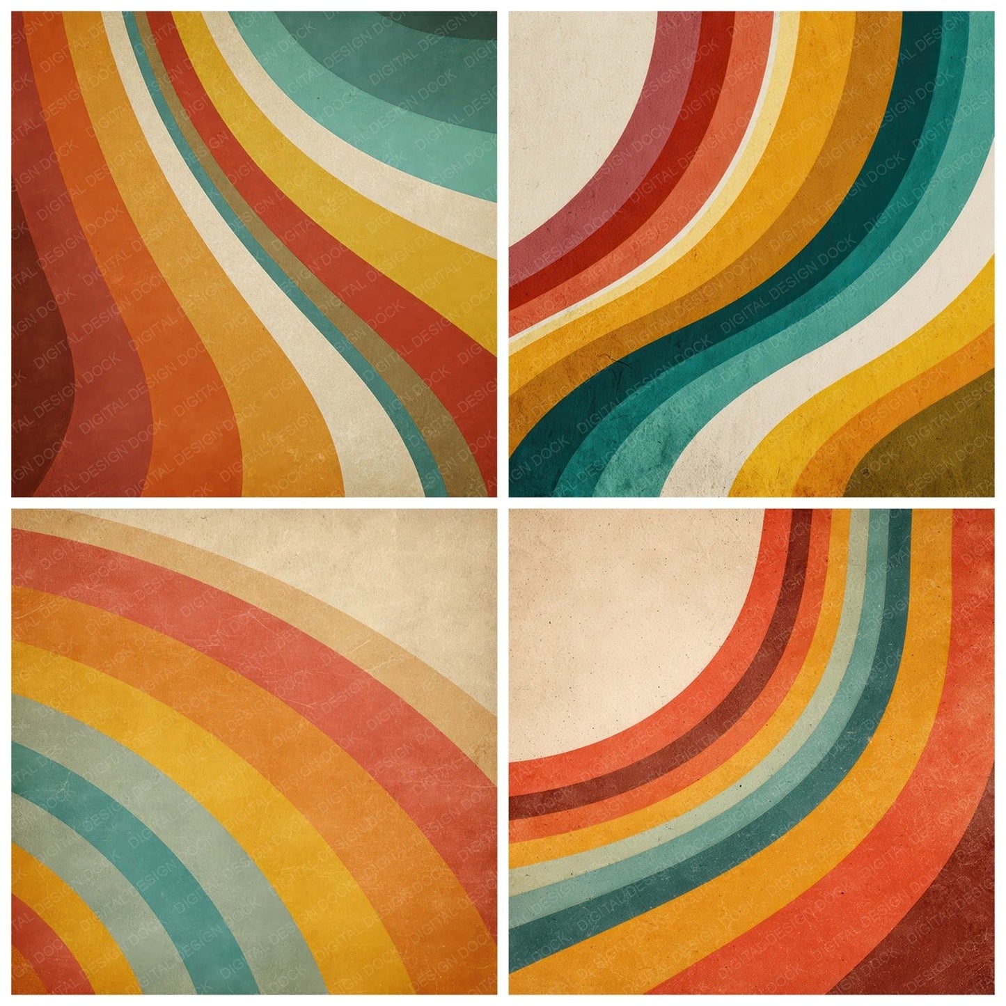 Retro Rainbow Stripes Digital Paper Pack (DDD008622)