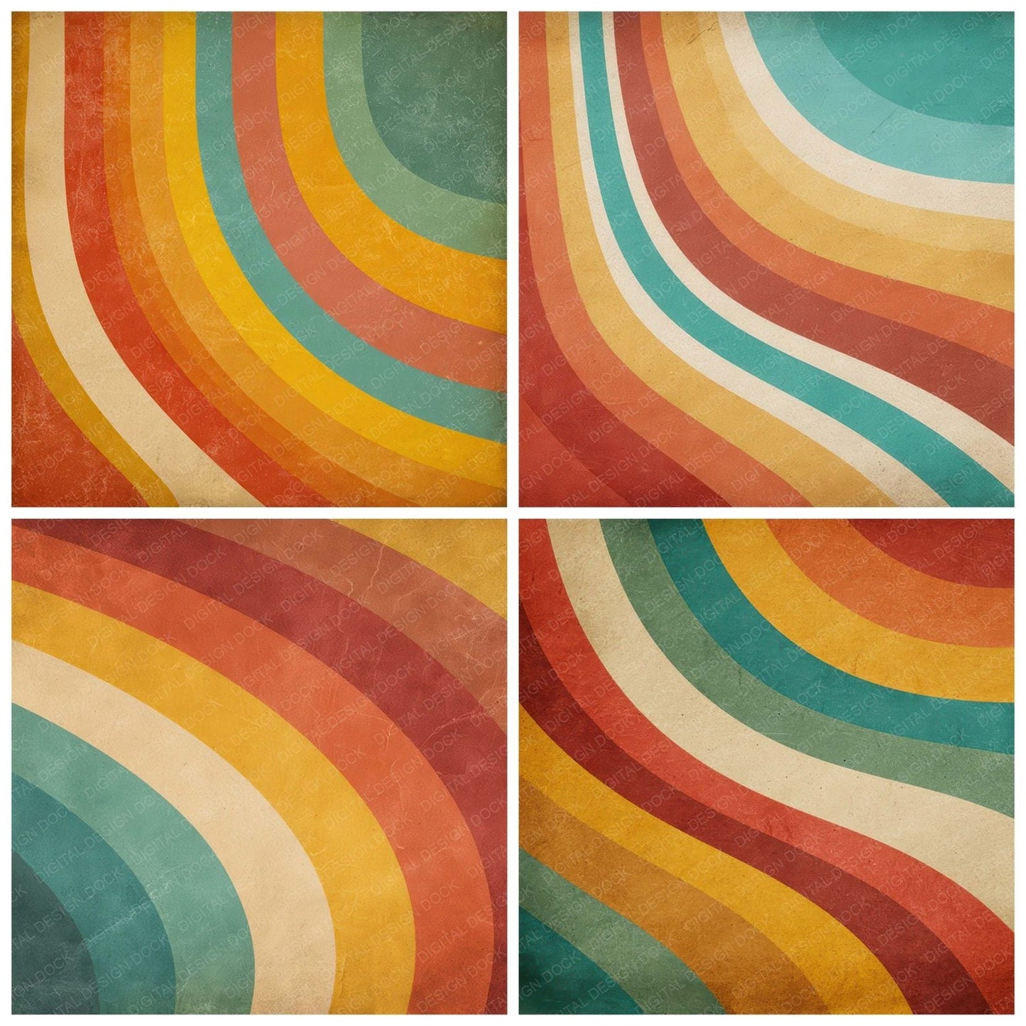 Retro Rainbow Stripes Digital Paper Pack (DDD008622)