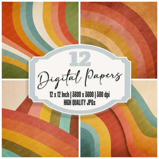Seventies Rainbow Arcs Digital Paper Pack (DDD008623)
