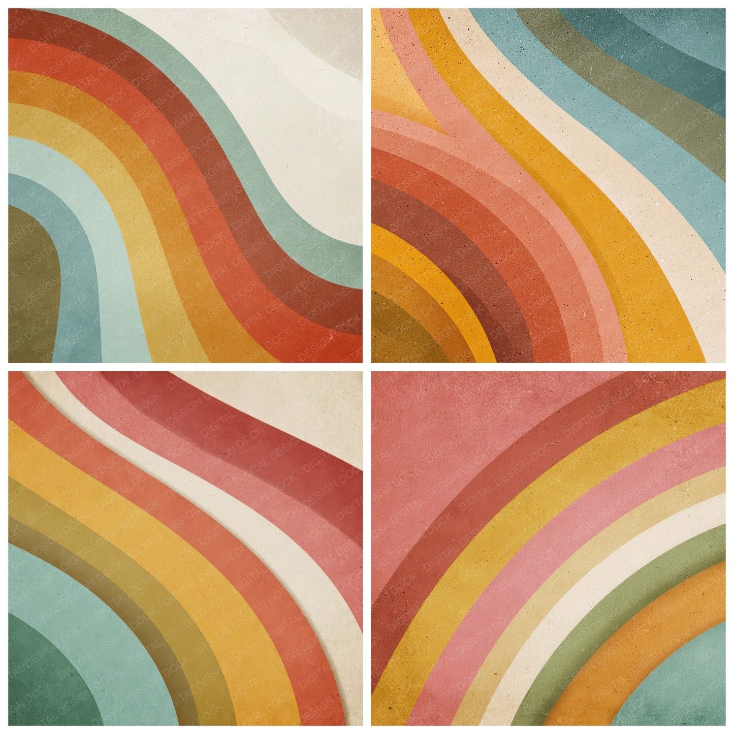 Seventies Rainbow Arcs Digital Paper Pack (DDD008623)