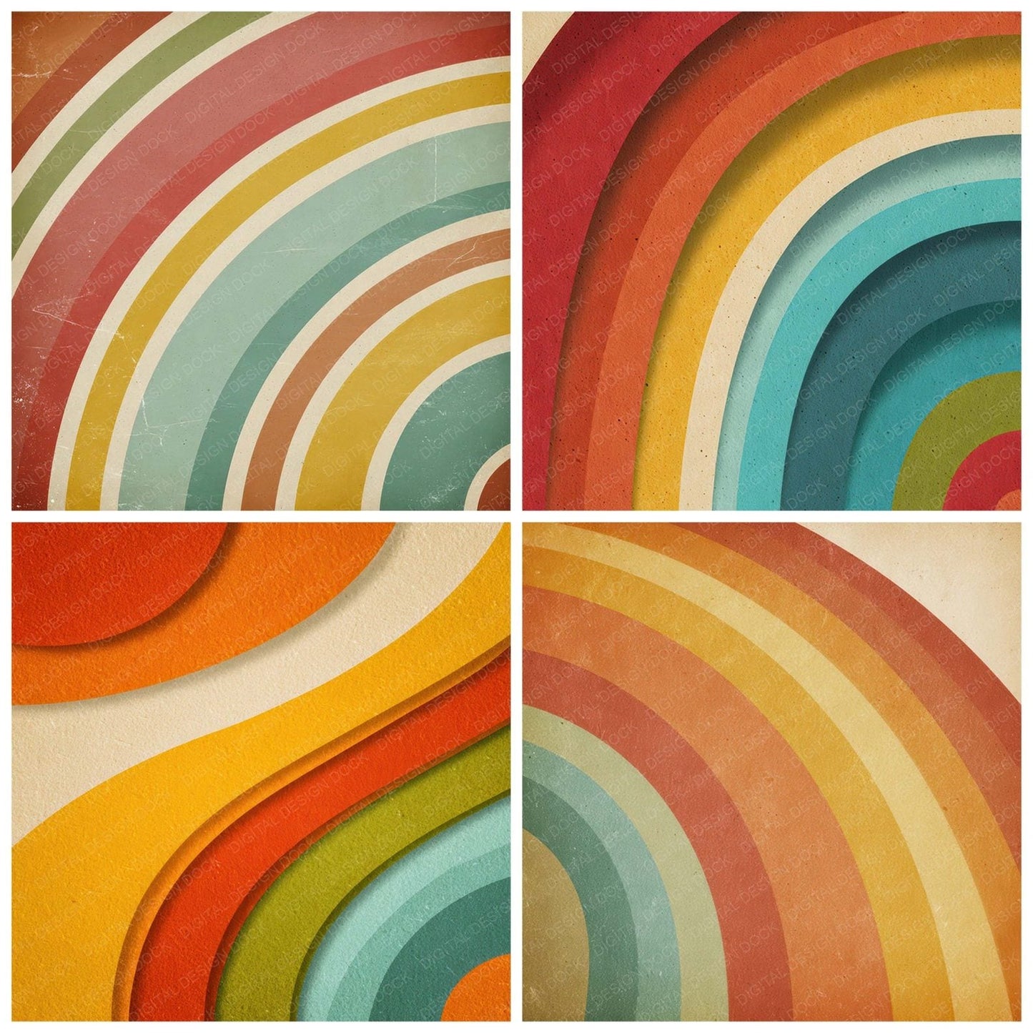 Seventies Rainbow Arcs Digital Paper Pack (DDD008623)