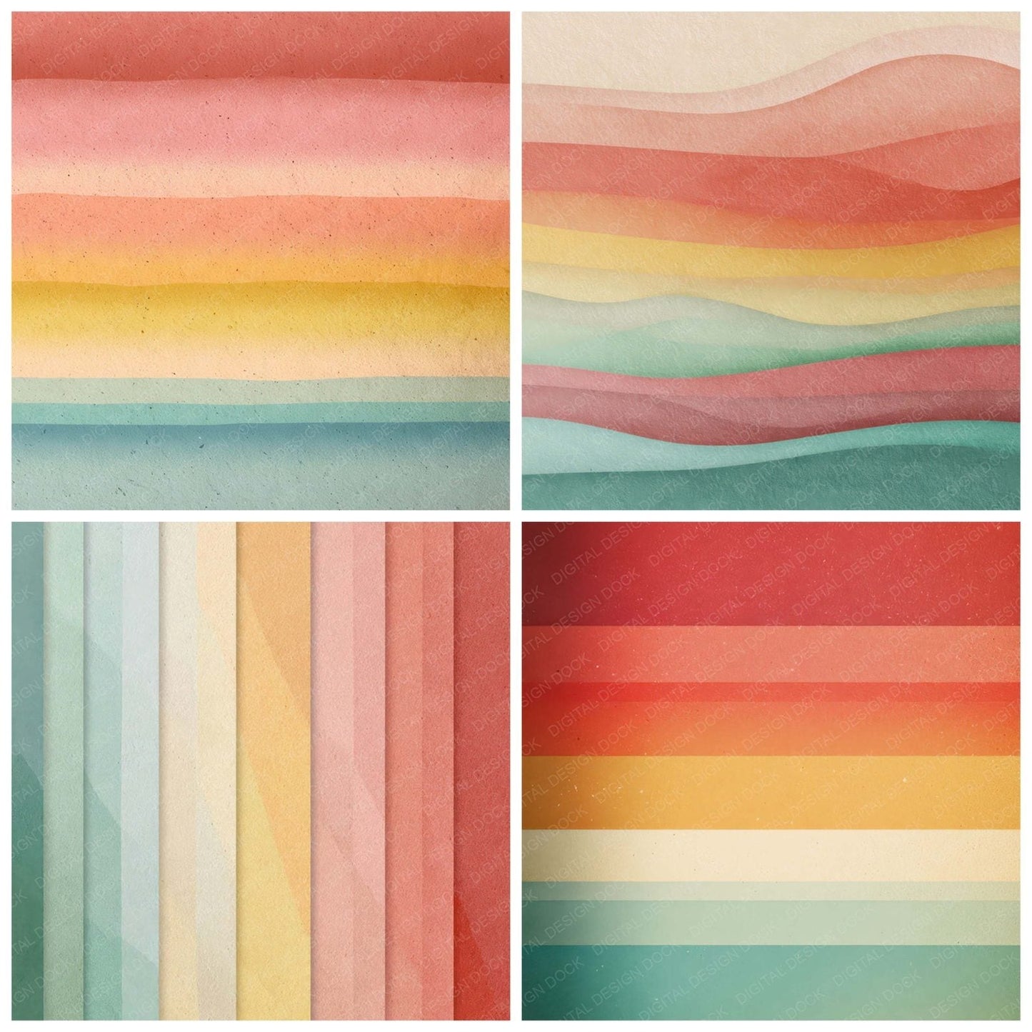 Sun Faded Rainbow Digital Paper Pack (DDD008624)