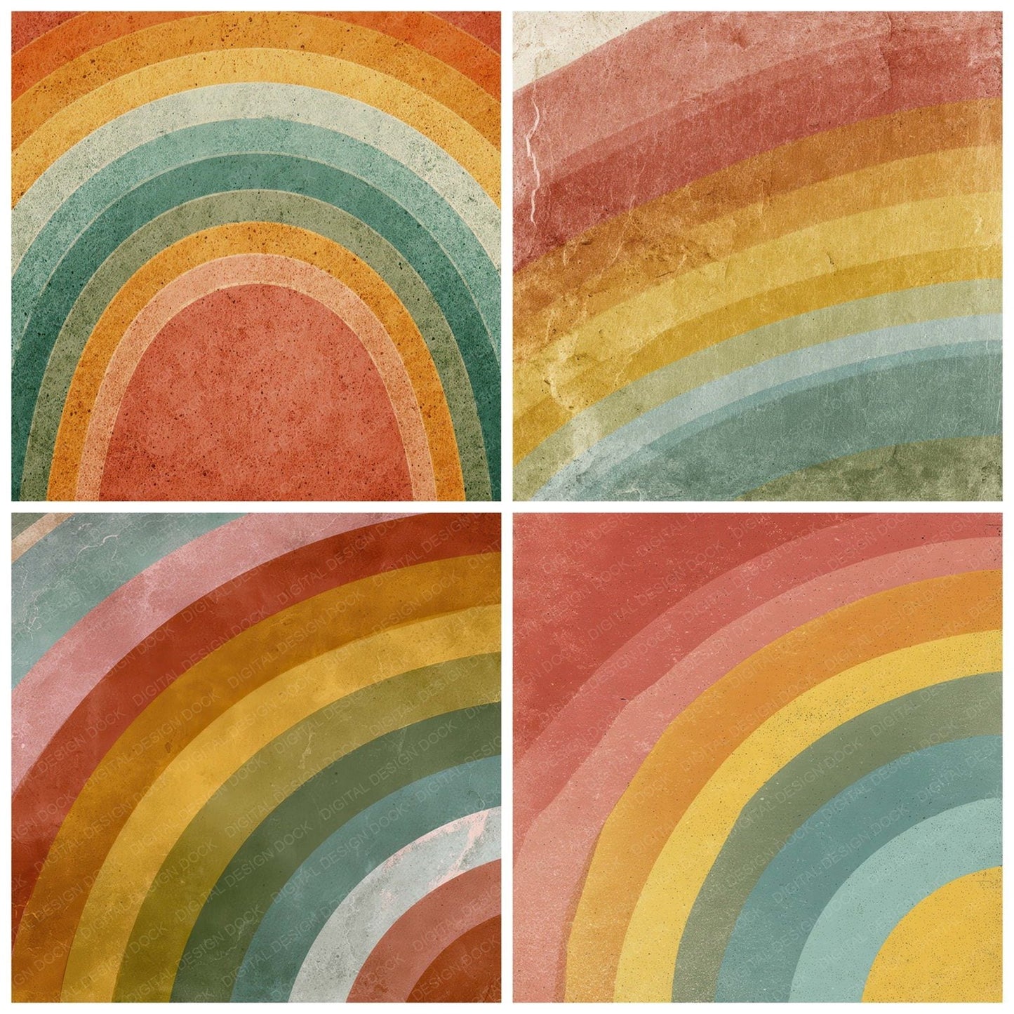 Vintage Fabric Rainbow Digital Paper Pack (DDD008625)