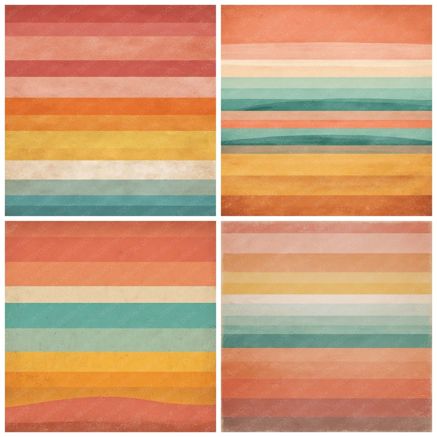 Vintage Rainbow Sunset Digital Paper Pack (DDD008627)