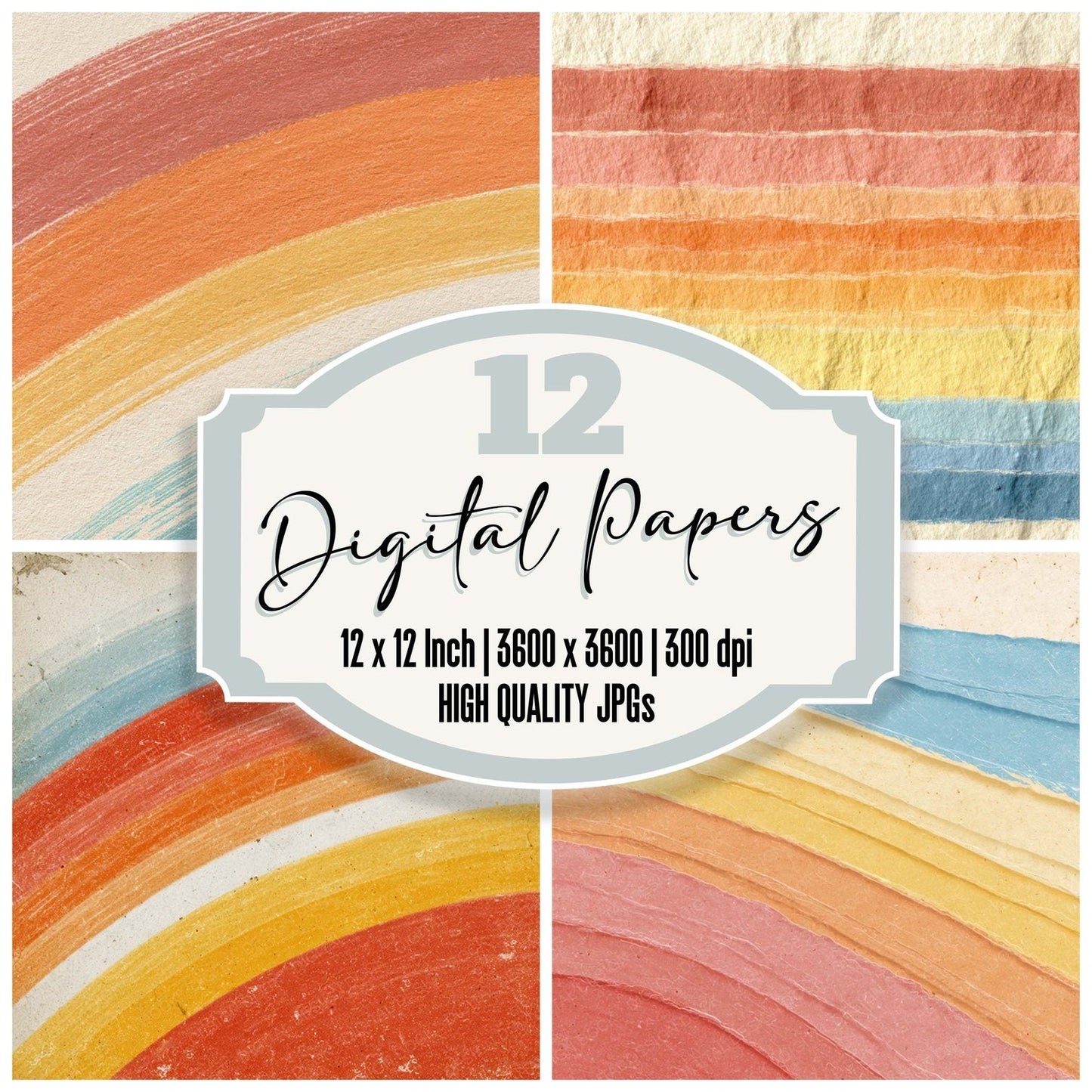 Crayon Rainbow Texture Digital Paper Pack (DDD008629)