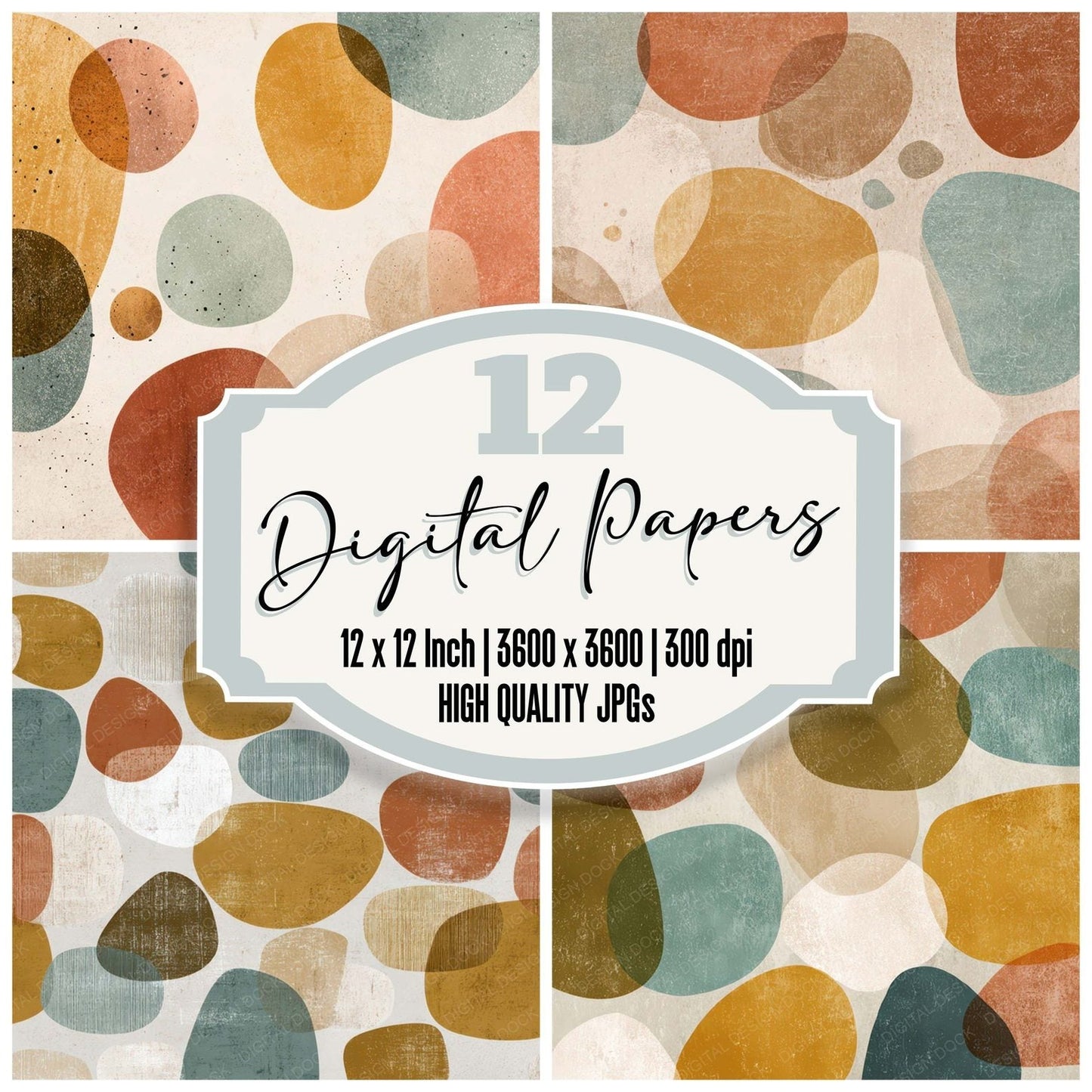 Mid Century Pebble Pattern Digital Paper Pack (DDD008633)