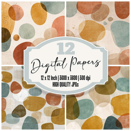 Mid Century Pebble Pattern Digital Paper Pack (DDD008633)