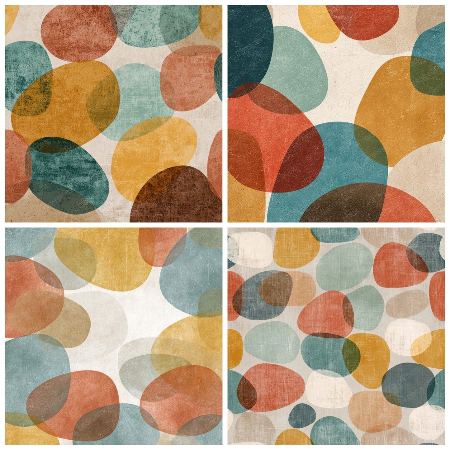 Mid Century Pebble Pattern Digital Paper Pack (DDD008633)