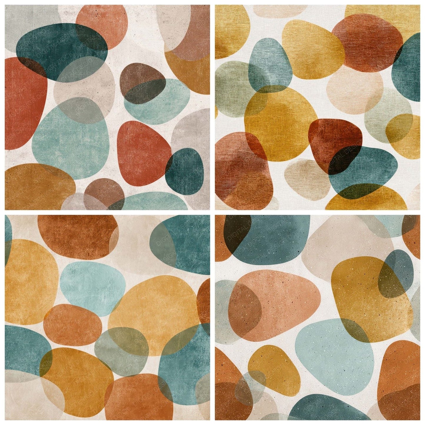 Mid Century Pebble Pattern Digital Paper Pack (DDD008633)