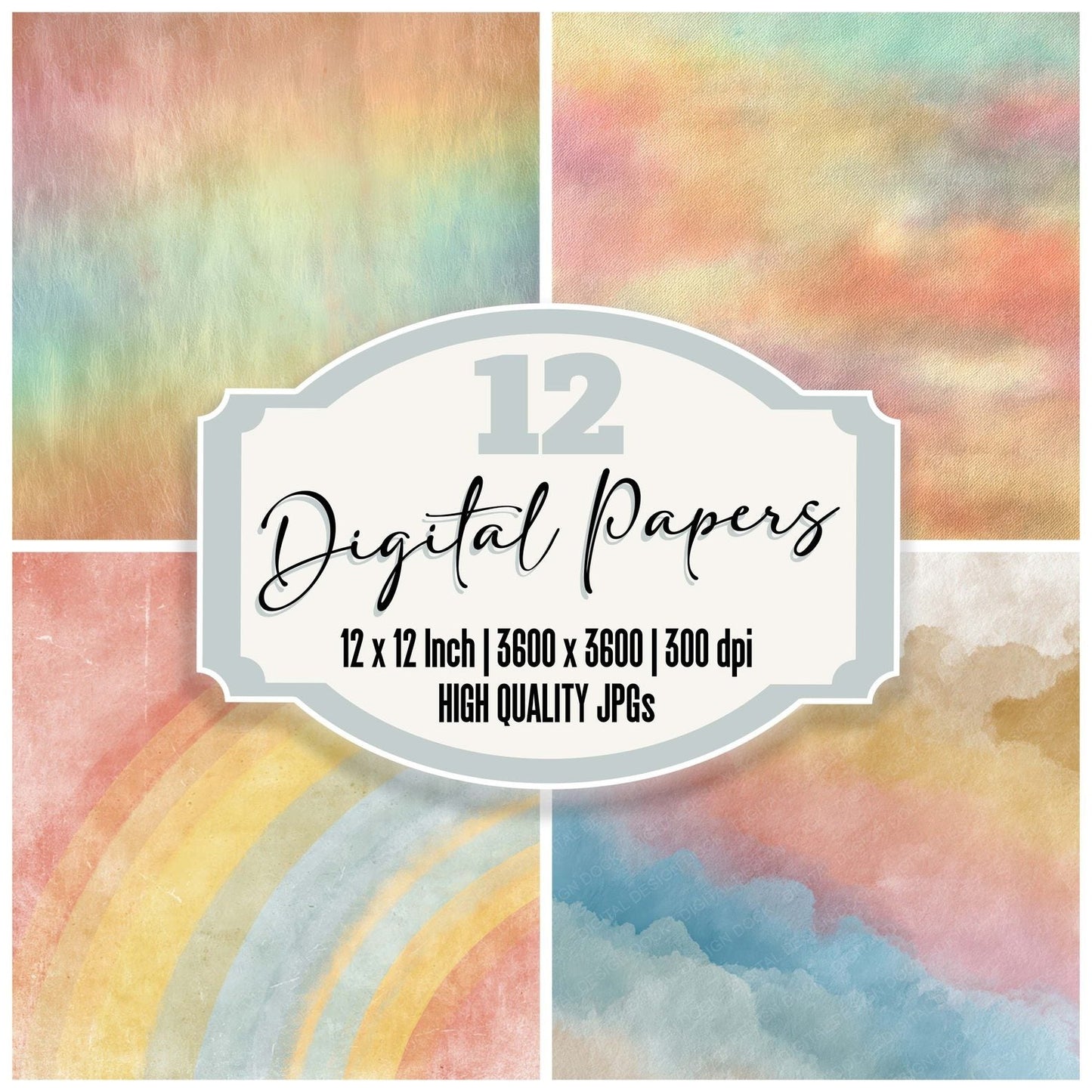 Rainbow Ink Bleed Digital Paper Pack (DDD008634)