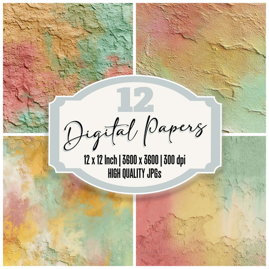 Rainbow Plaster Mural Digital Paper Pack (DDD008635)