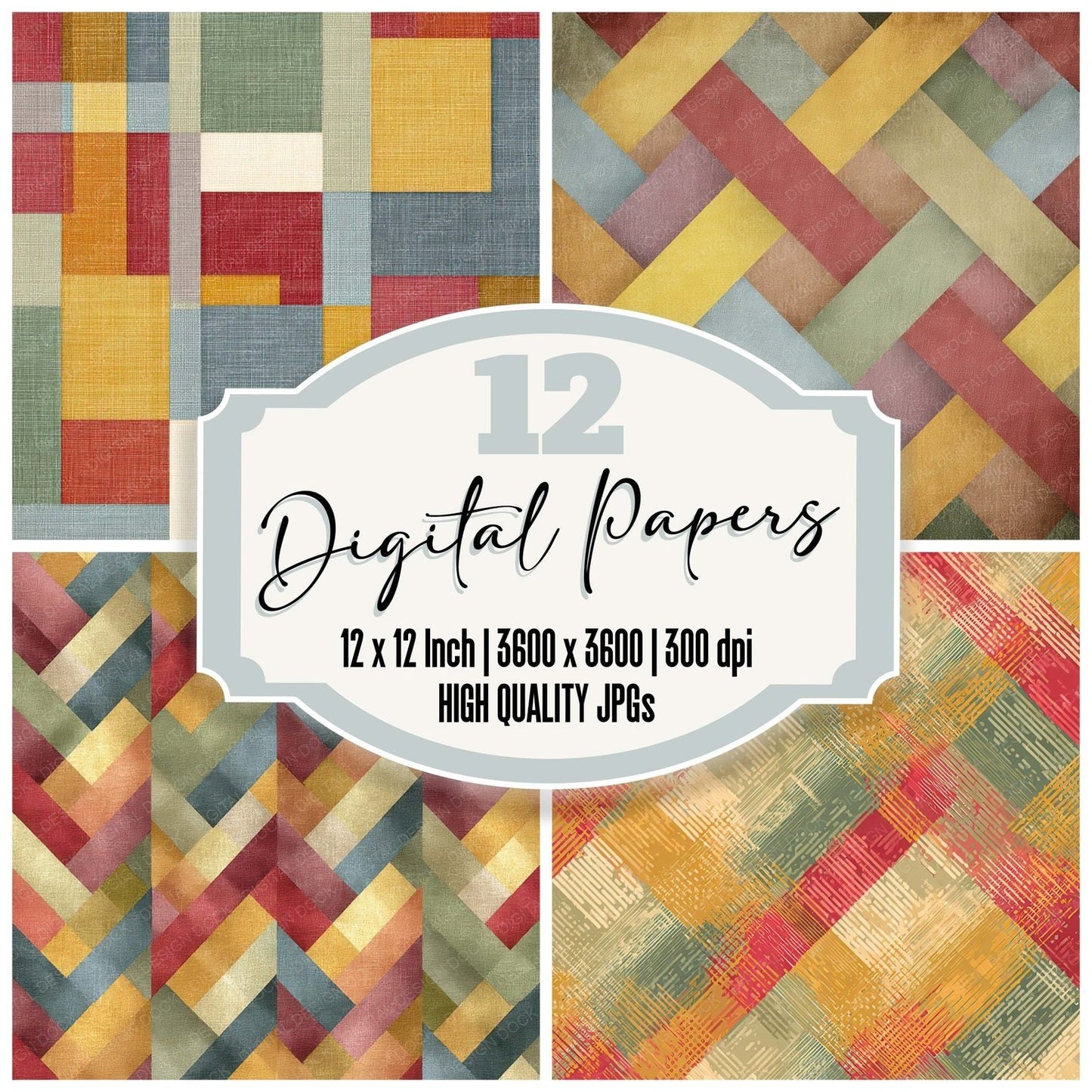 Rainbow Textile Weave Digital Paper Pack (DDD008636)