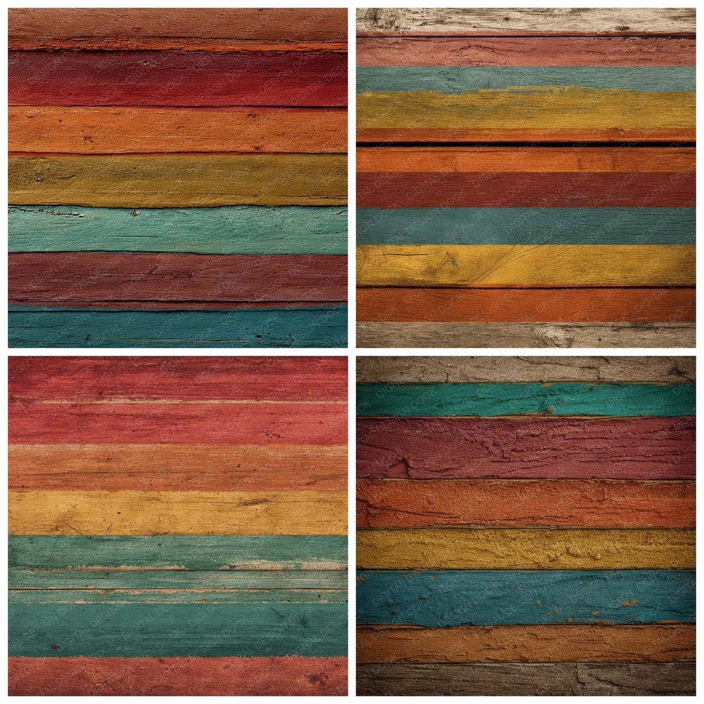 Rainbow Wood Paint Digital Paper Pack (DDD008637)