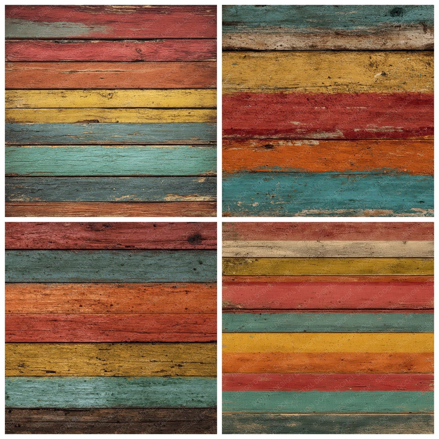 Rainbow Wood Paint Digital Paper Pack (DDD008637)