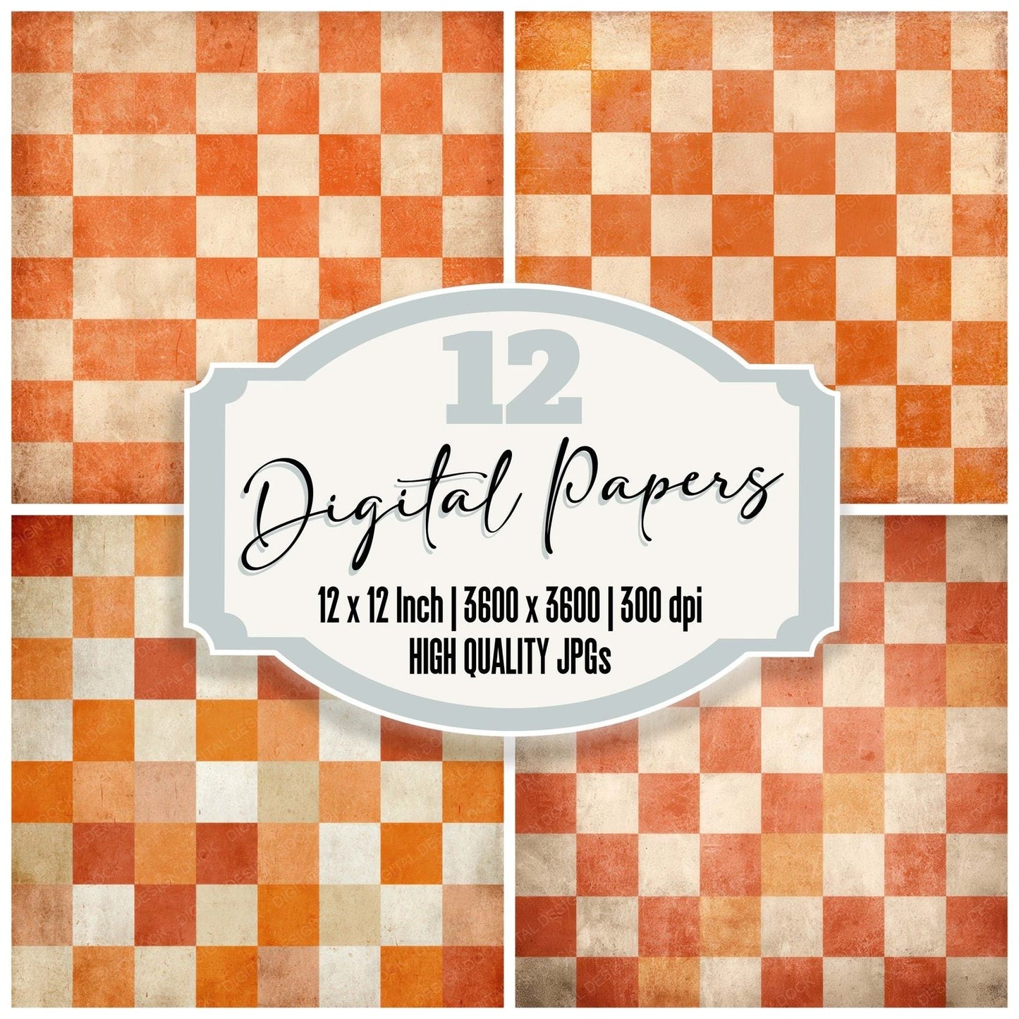 Retro Checker Pattern Digital Paper Pack (DDD008639)