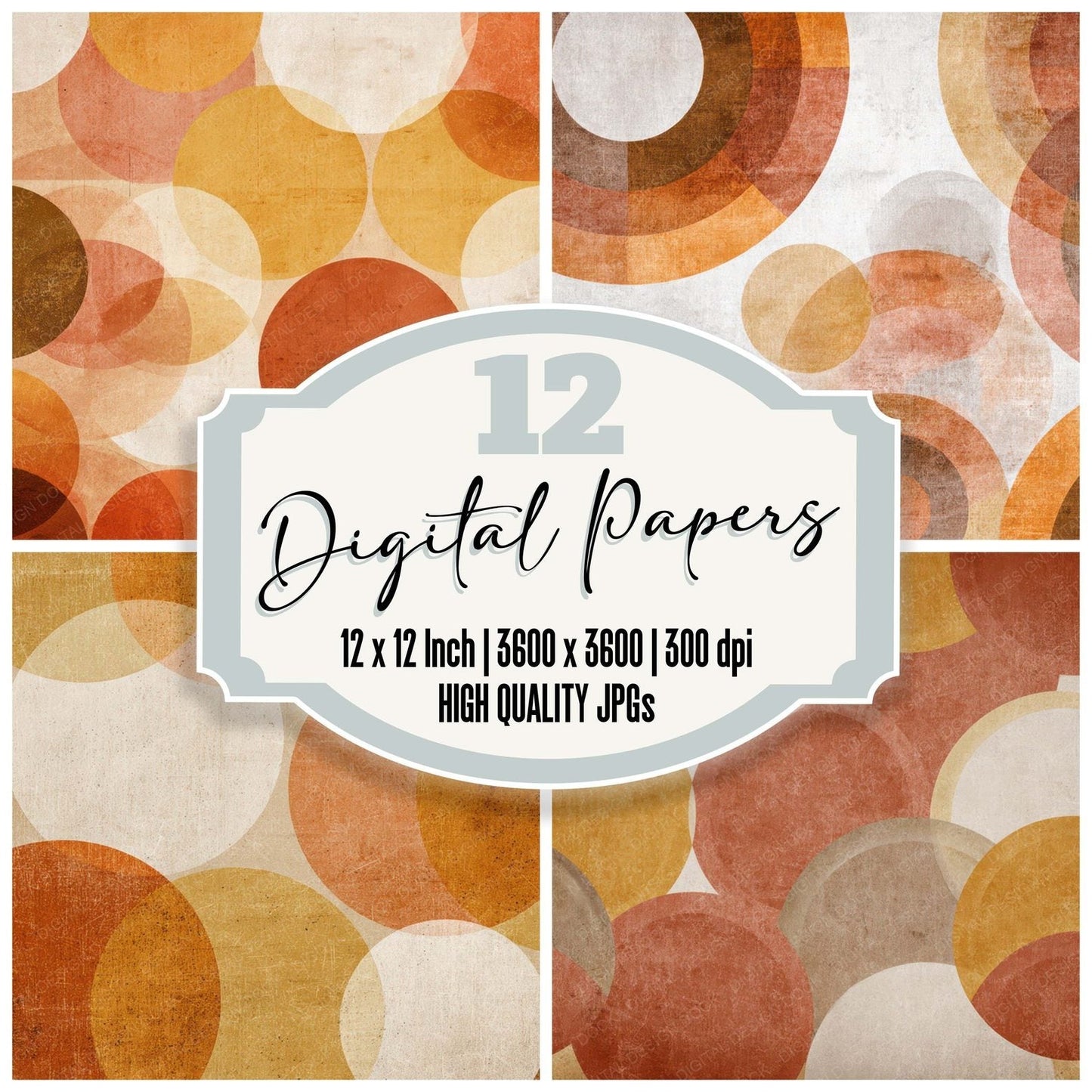 Retro Circle Graphic Digital Paper Pack (DDD008640)