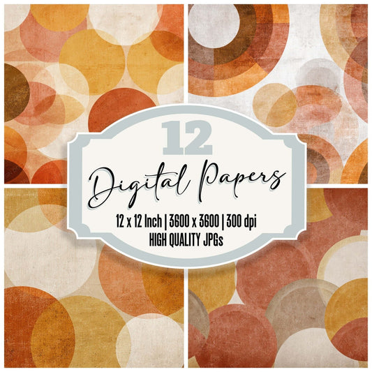 Retro Circle Graphic Digital Paper Pack (DDD008640)