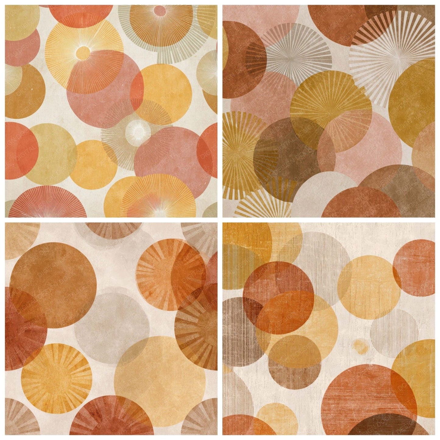 Retro Circle Graphic Digital Paper Pack (DDD008640)