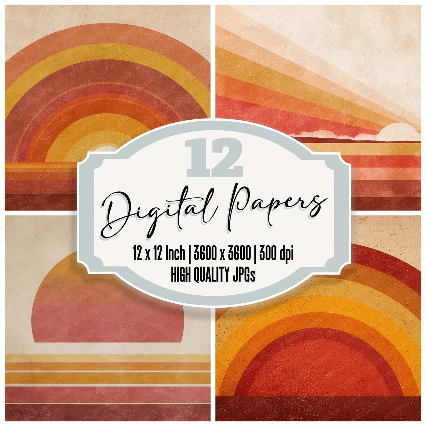 Retro Horizon Stripes Digital Paper Pack (DDD008641)