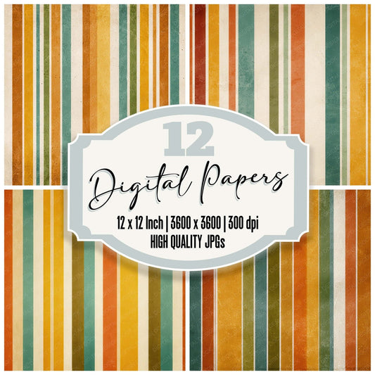 Retro Vintage Stripes Digital Paper Pack (DDD008643)