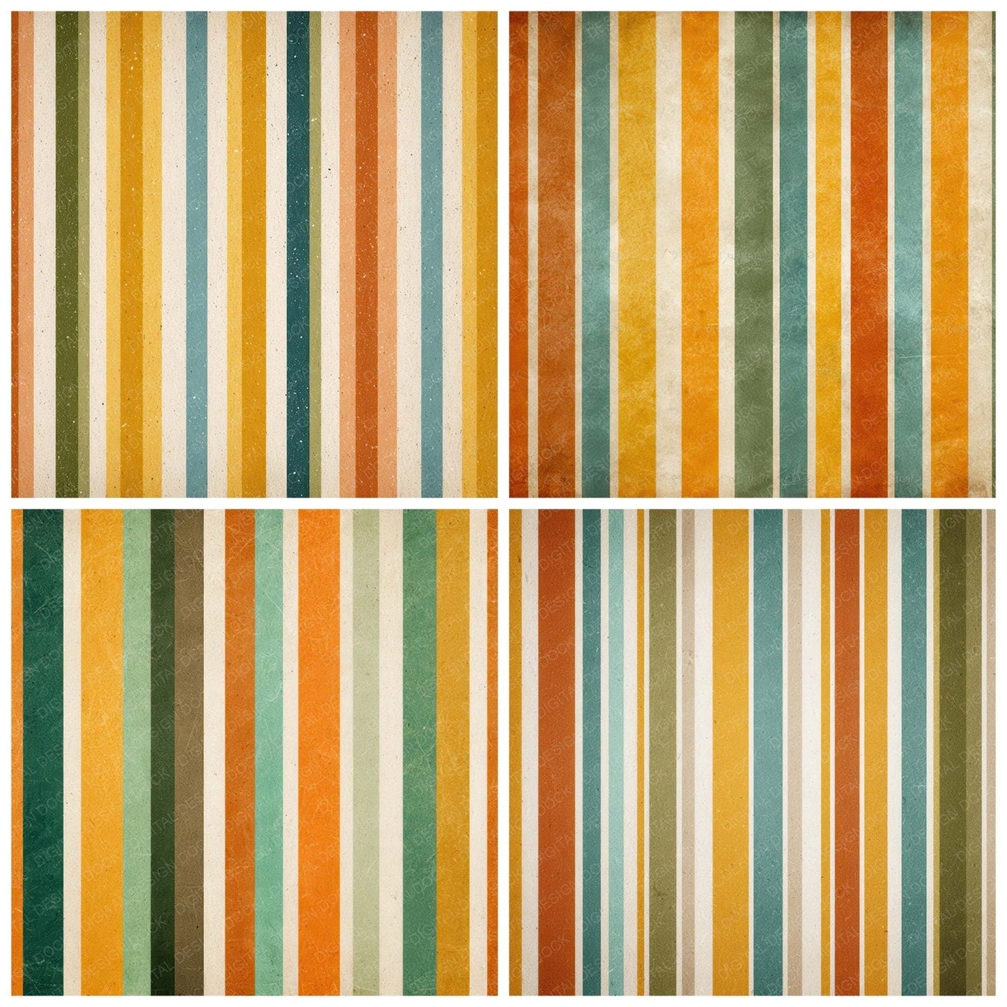 Retro Vintage Stripes Digital Paper Pack (DDD008643)