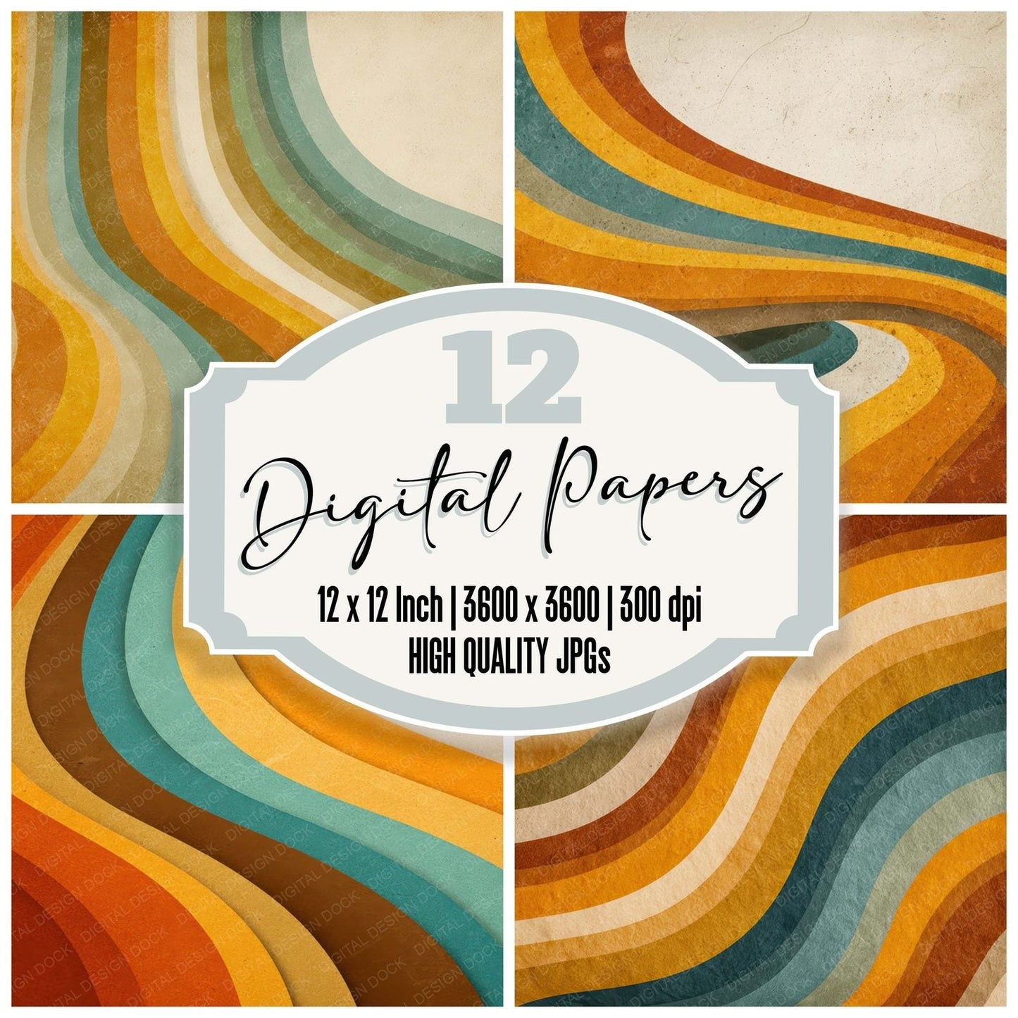 Retro Wave Stripes Digital Paper Pack (DDD008644)