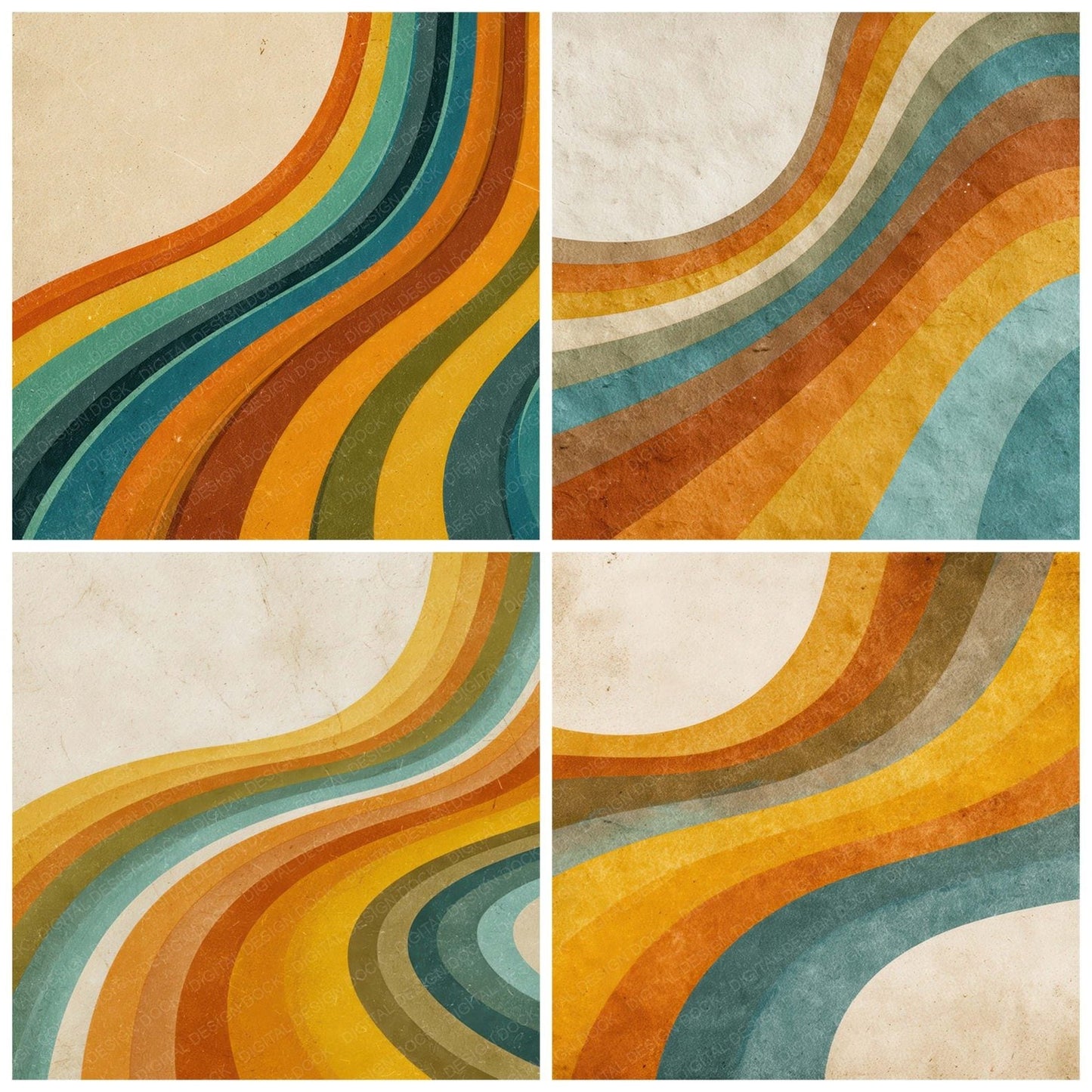 Retro Wave Stripes Digital Paper Pack (DDD008644)