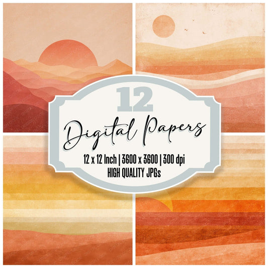Vintage Sunset Gradient Digital Paper Pack (DDD008647)