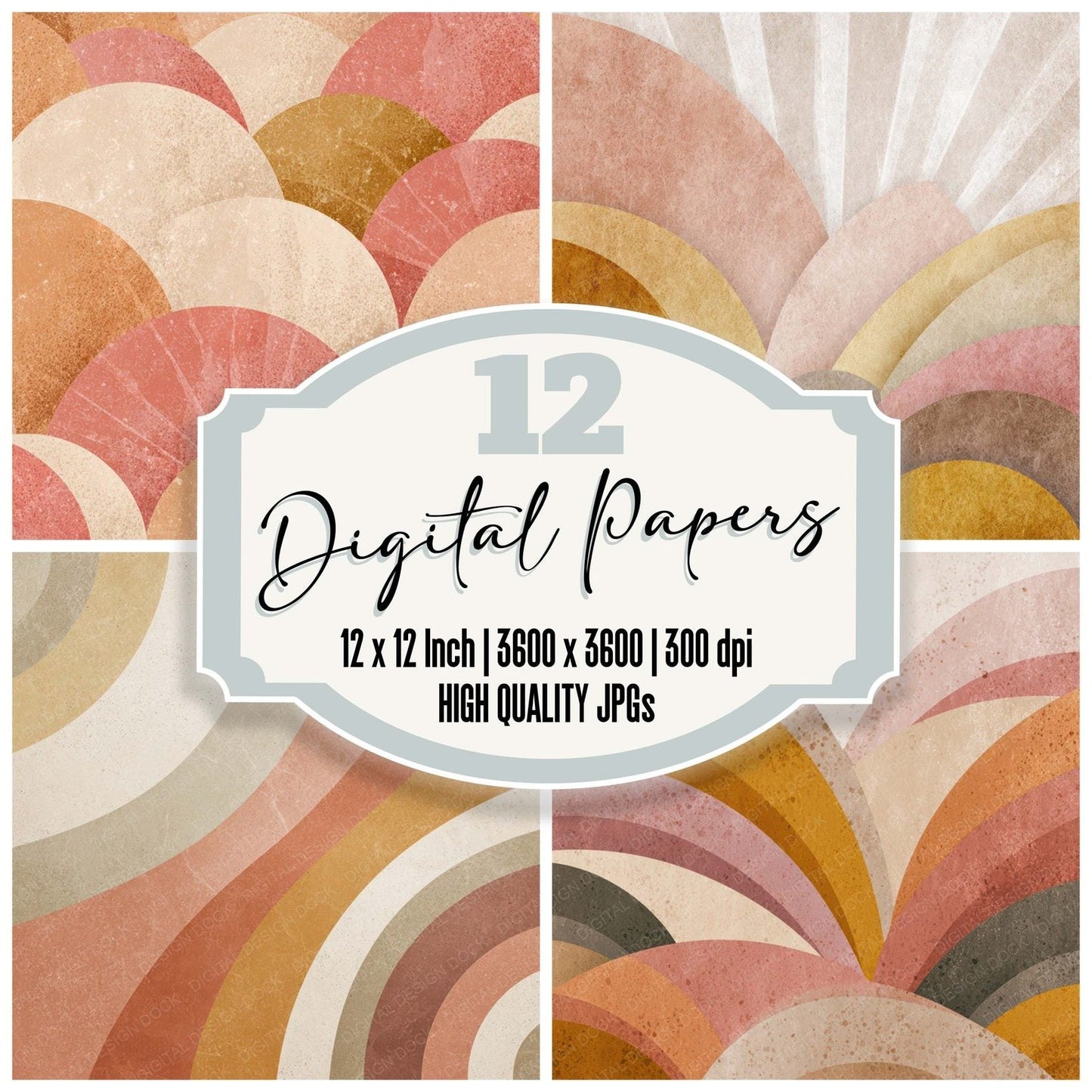 Retro Arch Fans Digital Paper Pack (DDD008648)