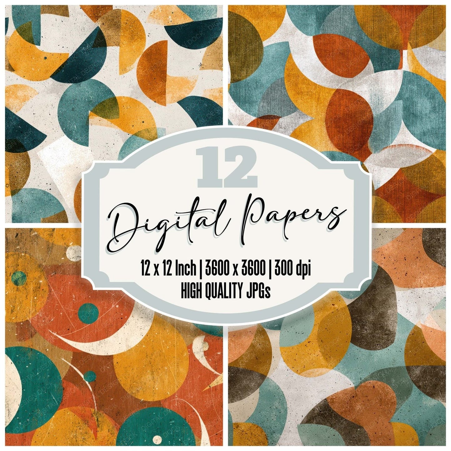 Retro Boomerang Pattern Digital Paper Pack (DDD008650)