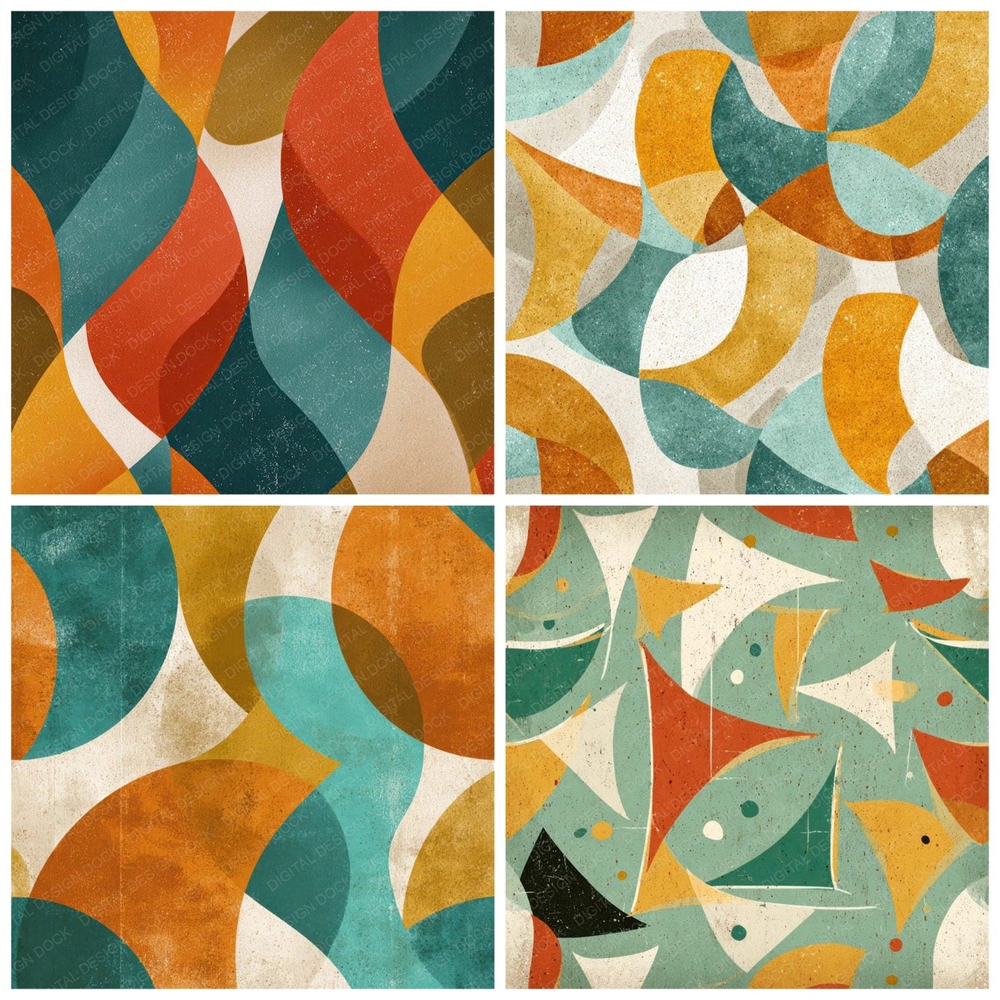 Retro Boomerang Pattern Digital Paper Pack (DDD008650)