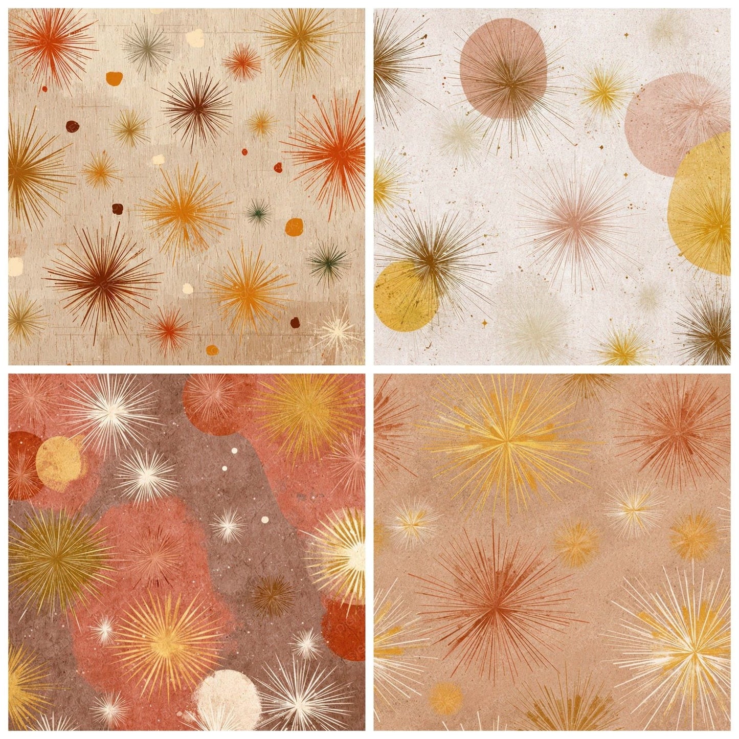 Retro Starburst Pattern Digital Paper Pack (DDD008654)