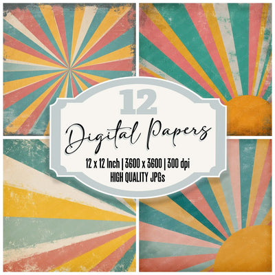 Retro Starburst Sign Digital Paper Pack (DDD008655)