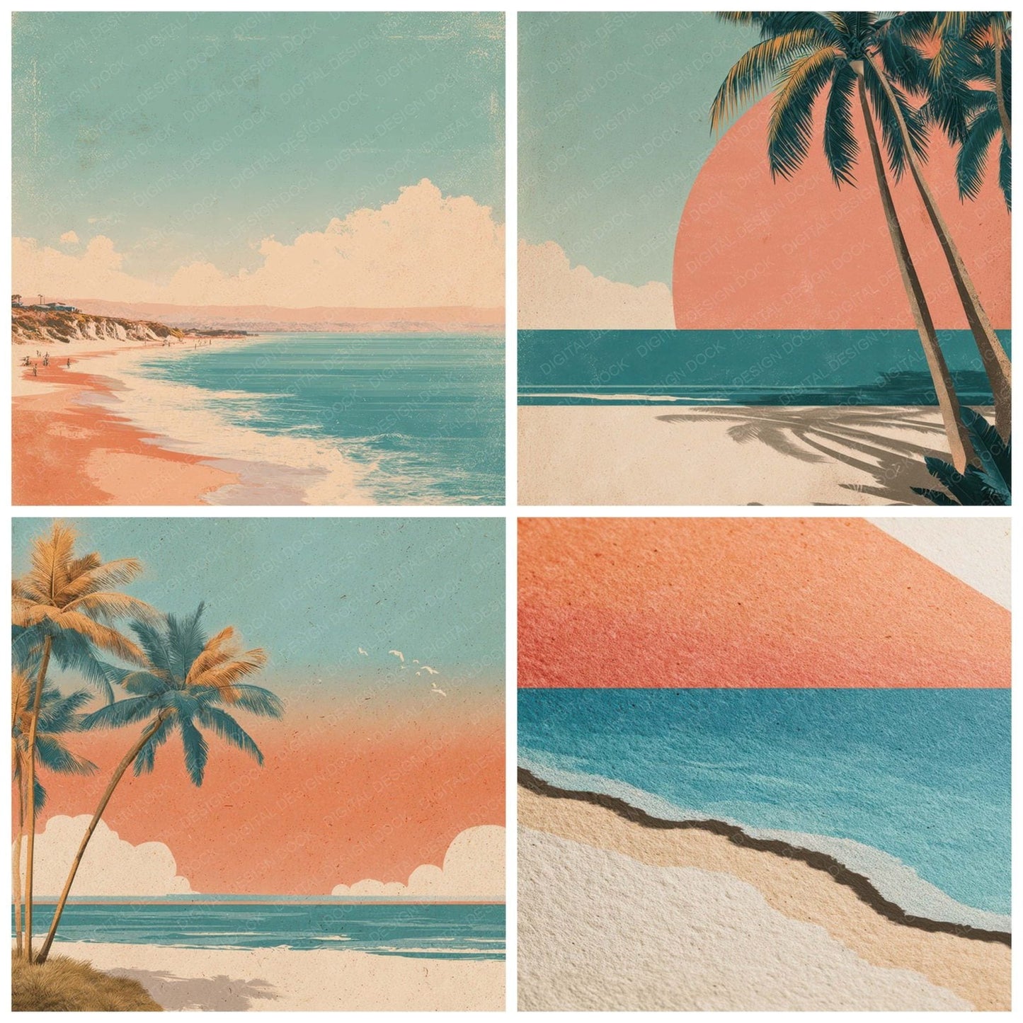 Vintage Coast Poster Digital Paper Pack (DDD008657)