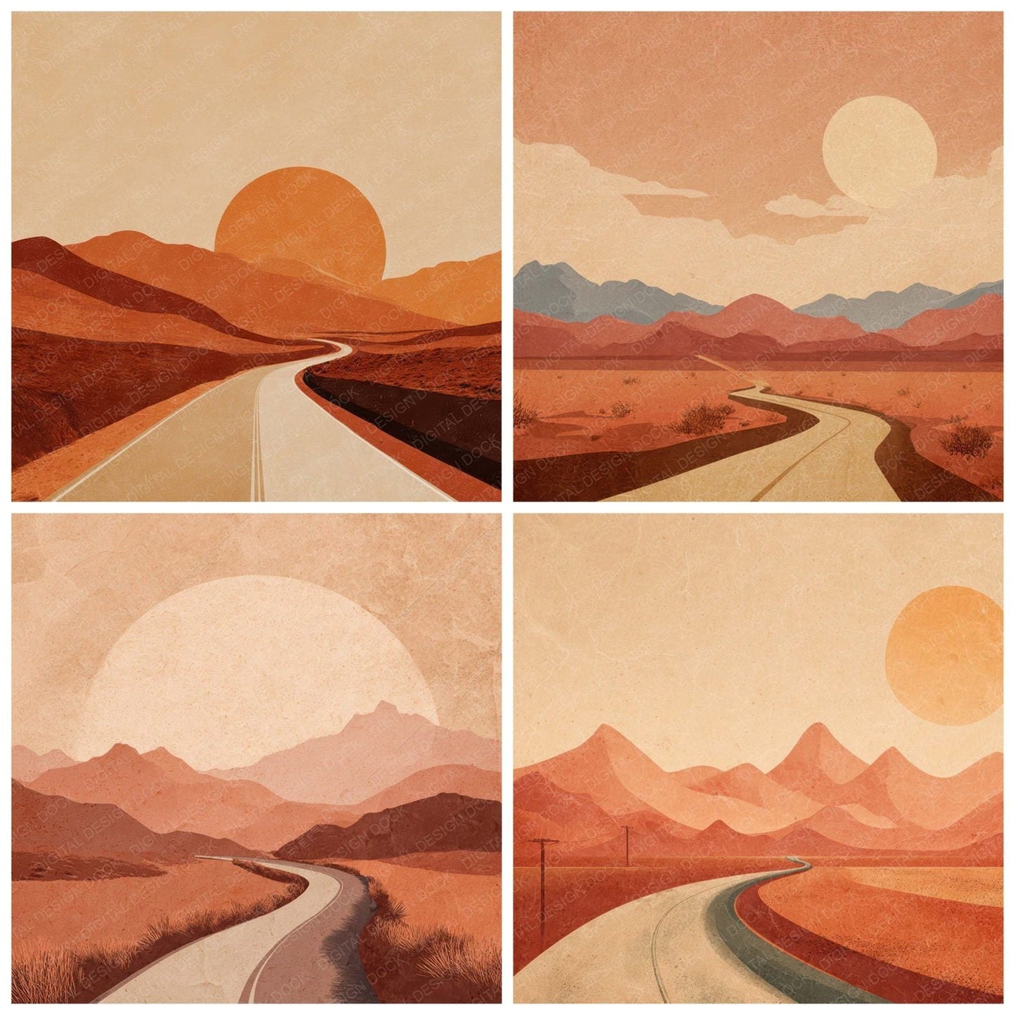 Vintage Desert Poster Digital Paper Pack (DDD008659)