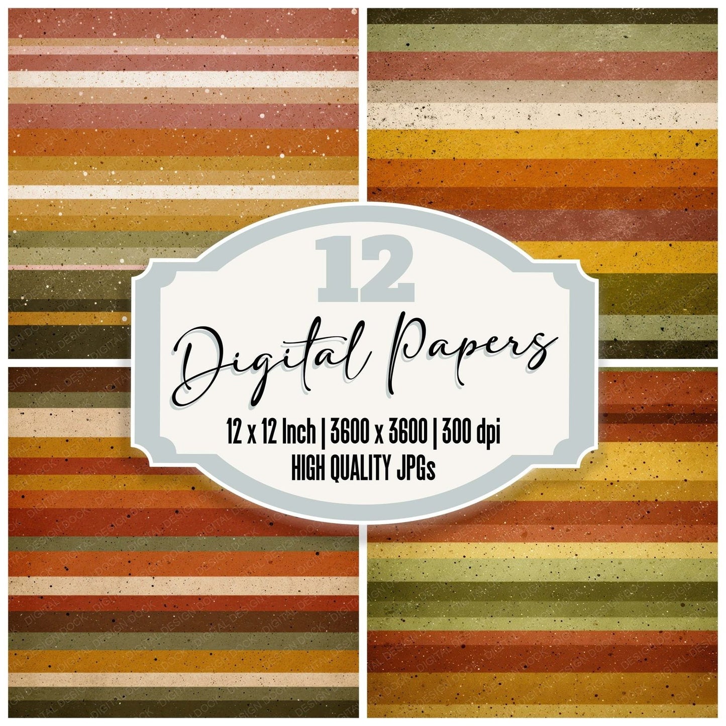 Vintage Dot Stripes Digital Paper Pack (DDD008660)