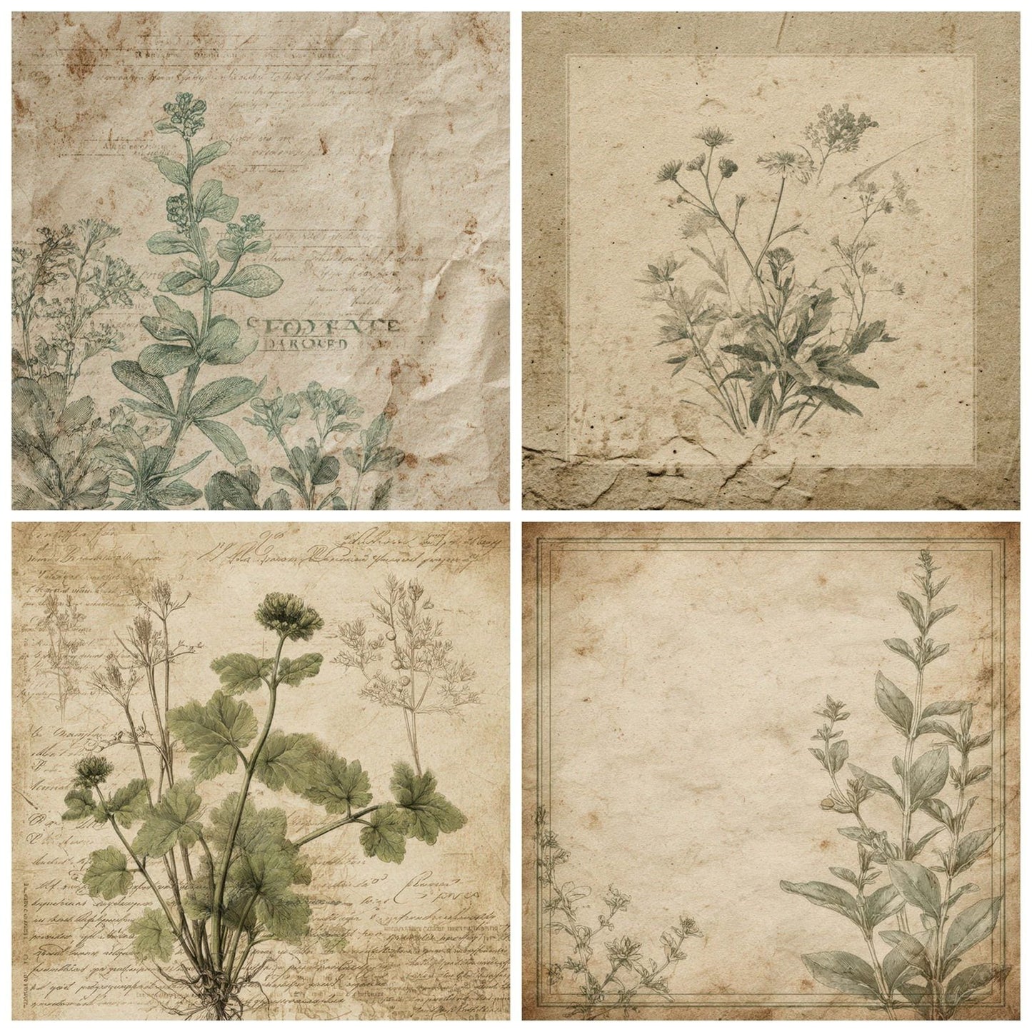 Vintage Herb Label Digital Paper Pack (DDD008661)