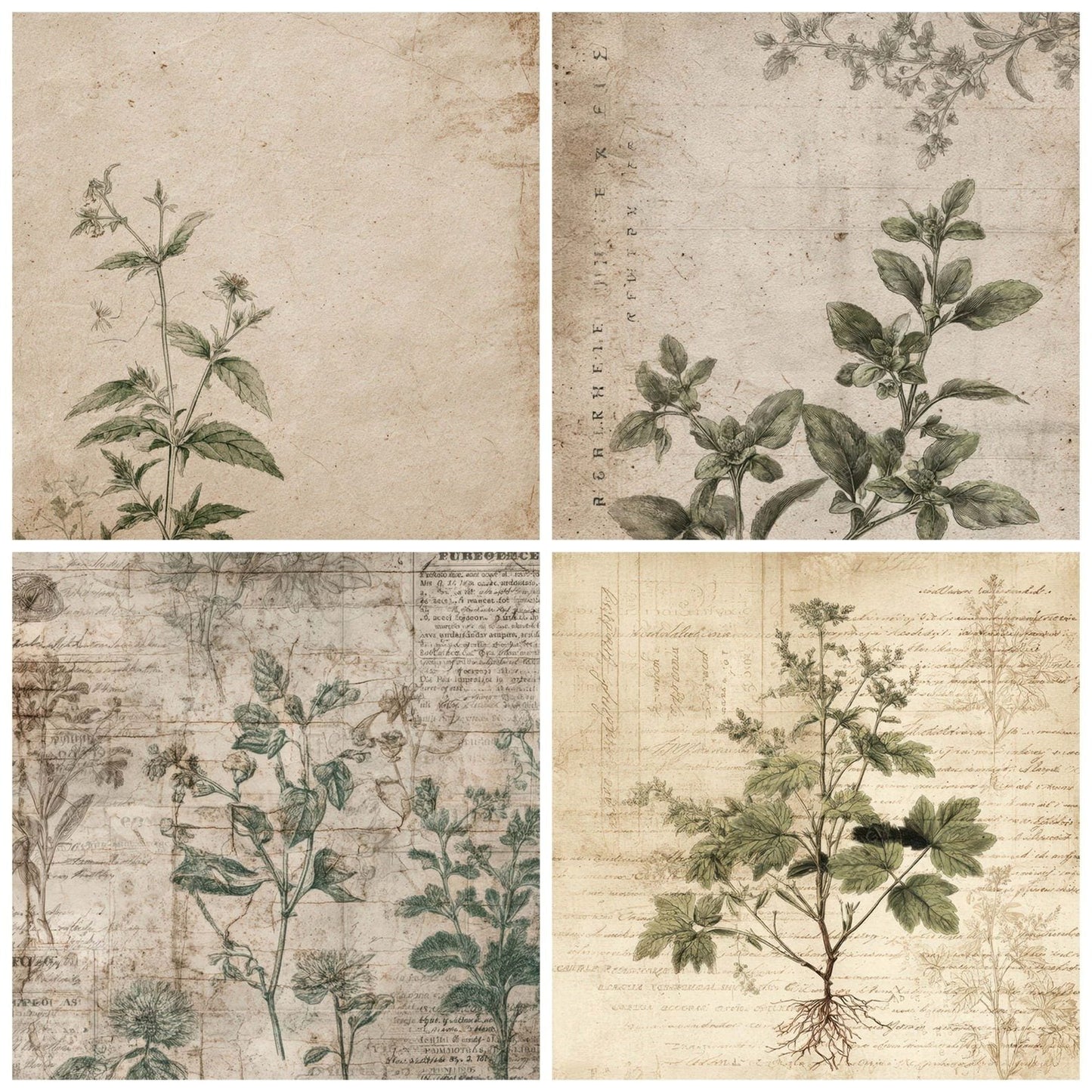 Vintage Herb Label Digital Paper Pack (DDD008661)