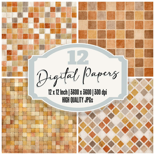 Vintage Tile Grid Digital Paper Pack (DDD008667)