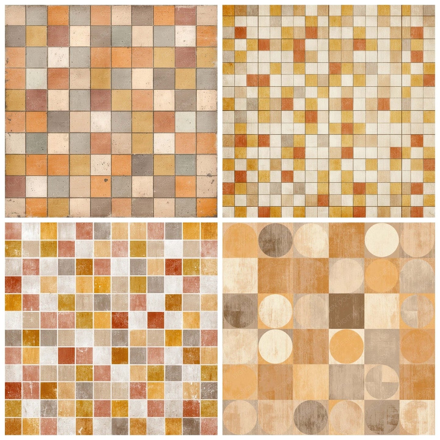 Vintage Tile Grid Digital Paper Pack (DDD008667)