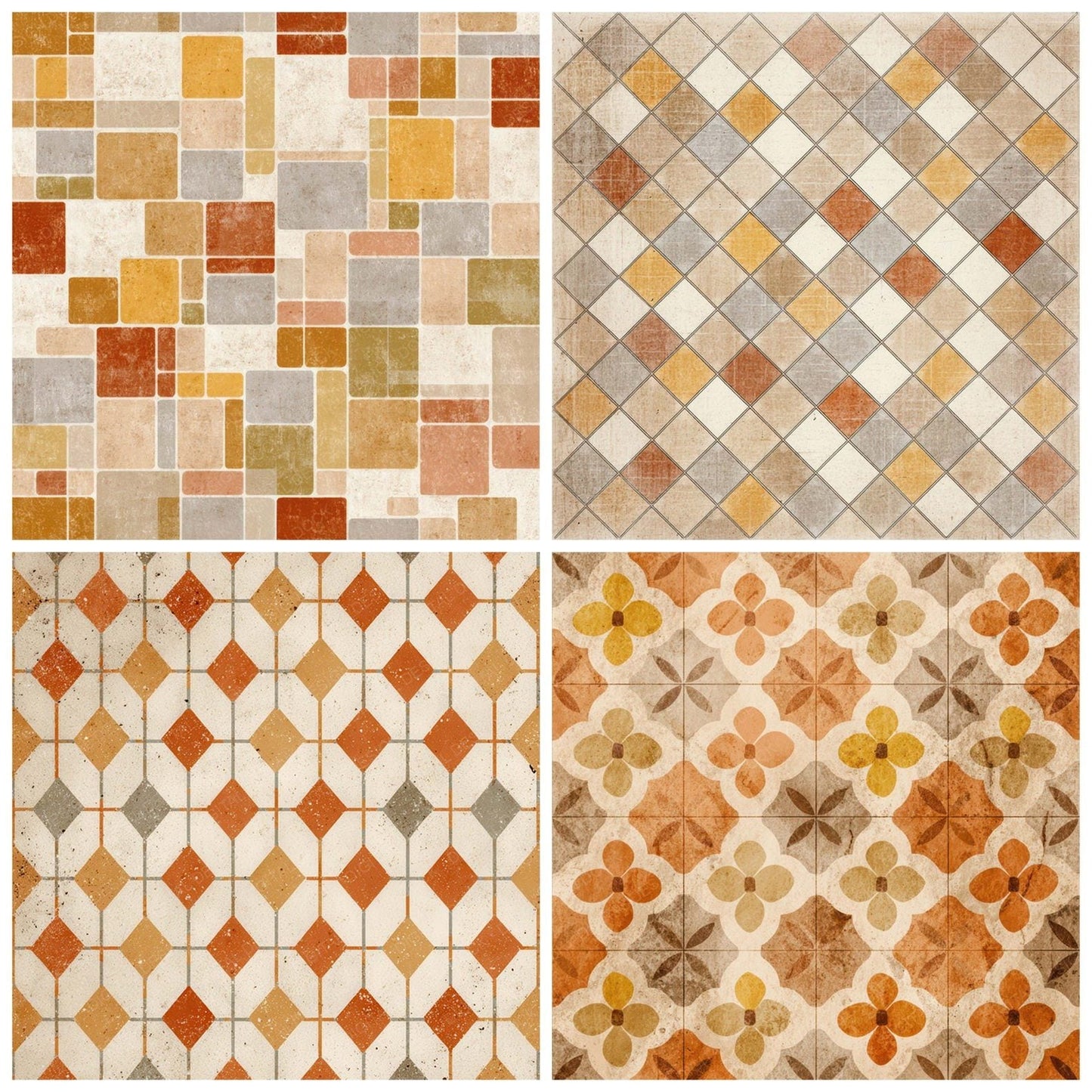 Vintage Tile Grid Digital Paper Pack (DDD008667)