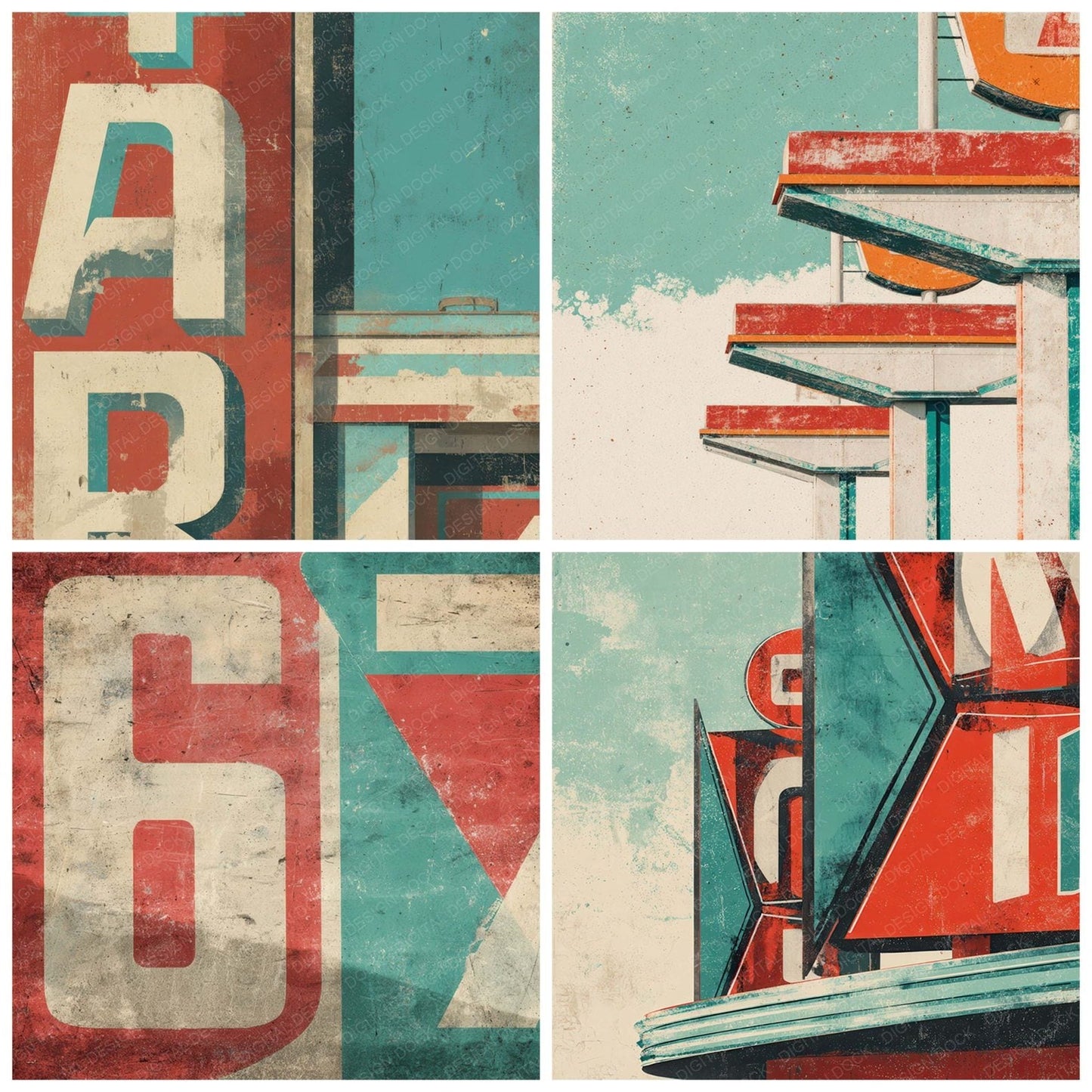 Retro Gas Station Sign Digital Paper Pack (DDD008669)