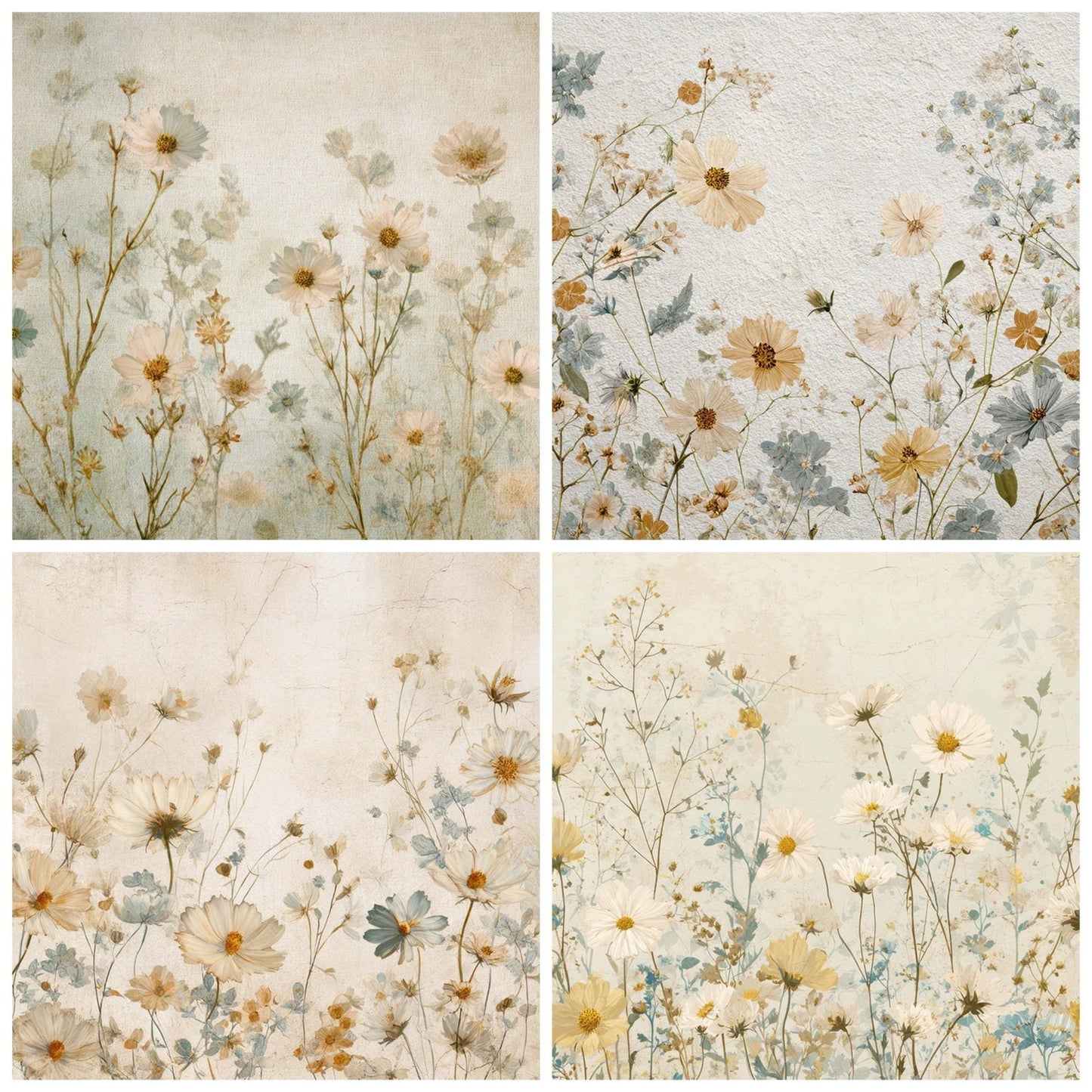 Vintage Daisy Overlay Digital Paper Pack (DDD008673)