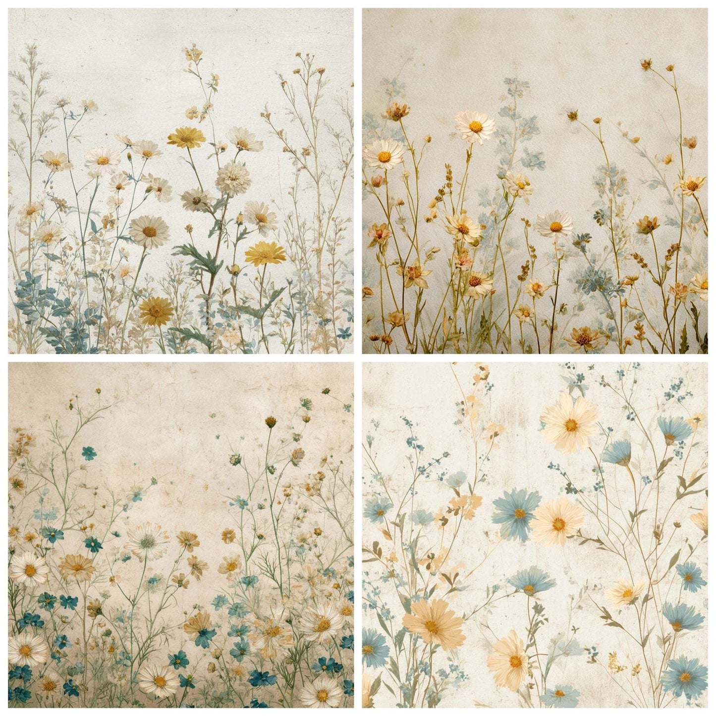 Vintage Daisy Overlay Digital Paper Pack (DDD008673)