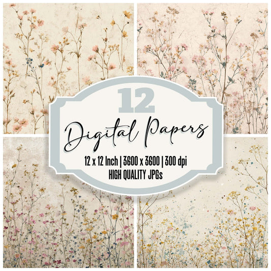 Vintage Wildflower Overlay Digital Paper Pack (DDD008687)